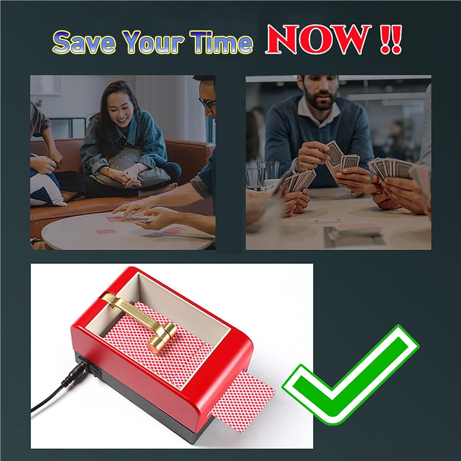 RayGenius Barajador De Cartas AutomáTico, MáQuina De Cartas A Pilas, Barajador De Cartas De Casino EléCtrico para Uno, Blackjack, Texas Hold'em, Juegos De Cartas En Casa