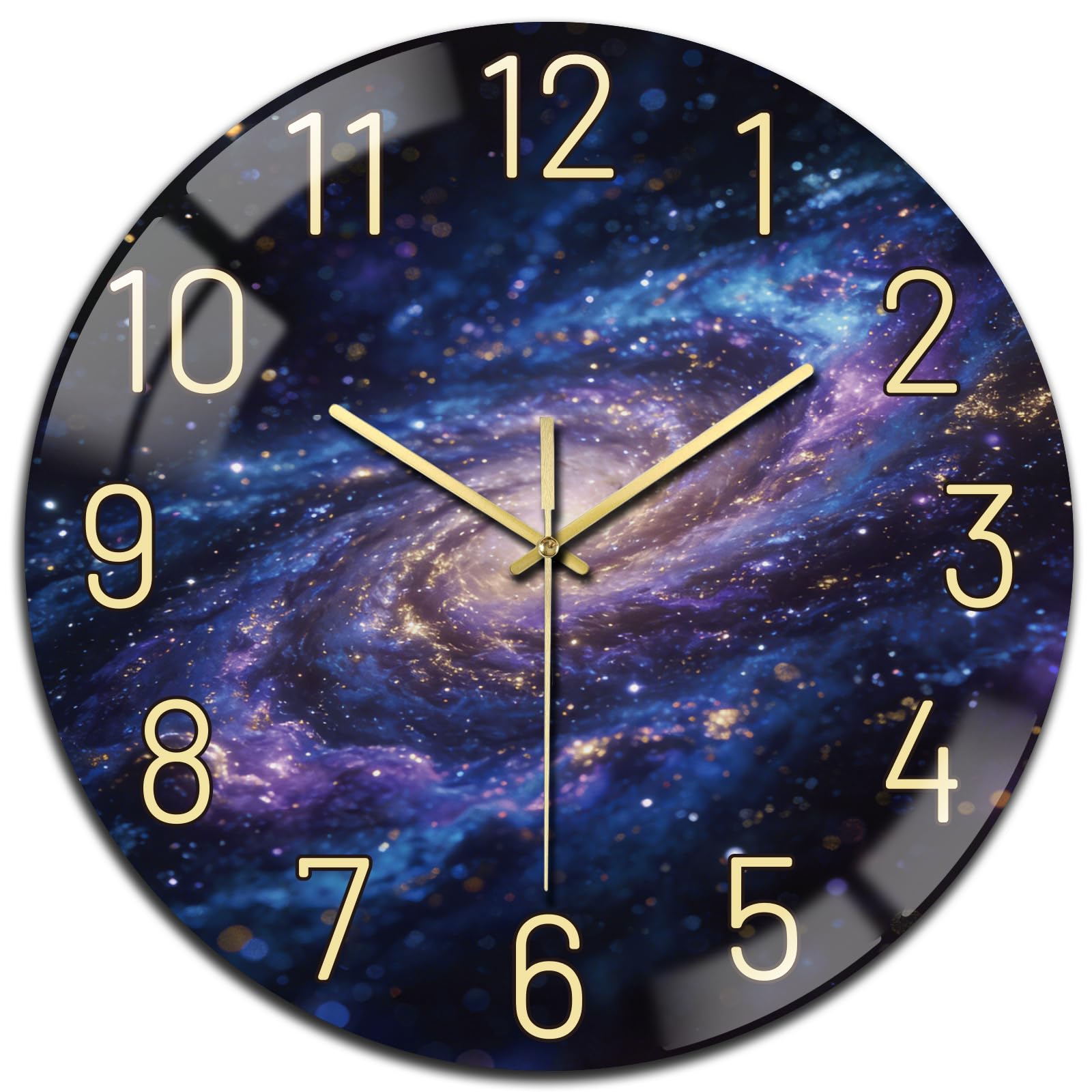 Horloge murale sans tic-tac en verre fonctionnant à piles