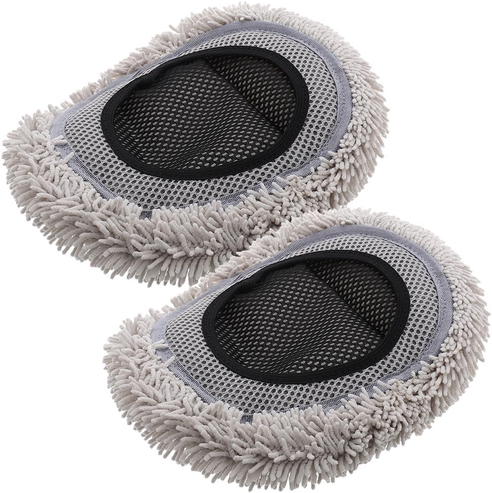 GLEAVI 2pcs Car Wash Brush: Car Wash Mop Chenille Head - Scratch-Free Vehicle Cleaning Tool Replacement Part for Exterior Washing - Replacement Mop Cover