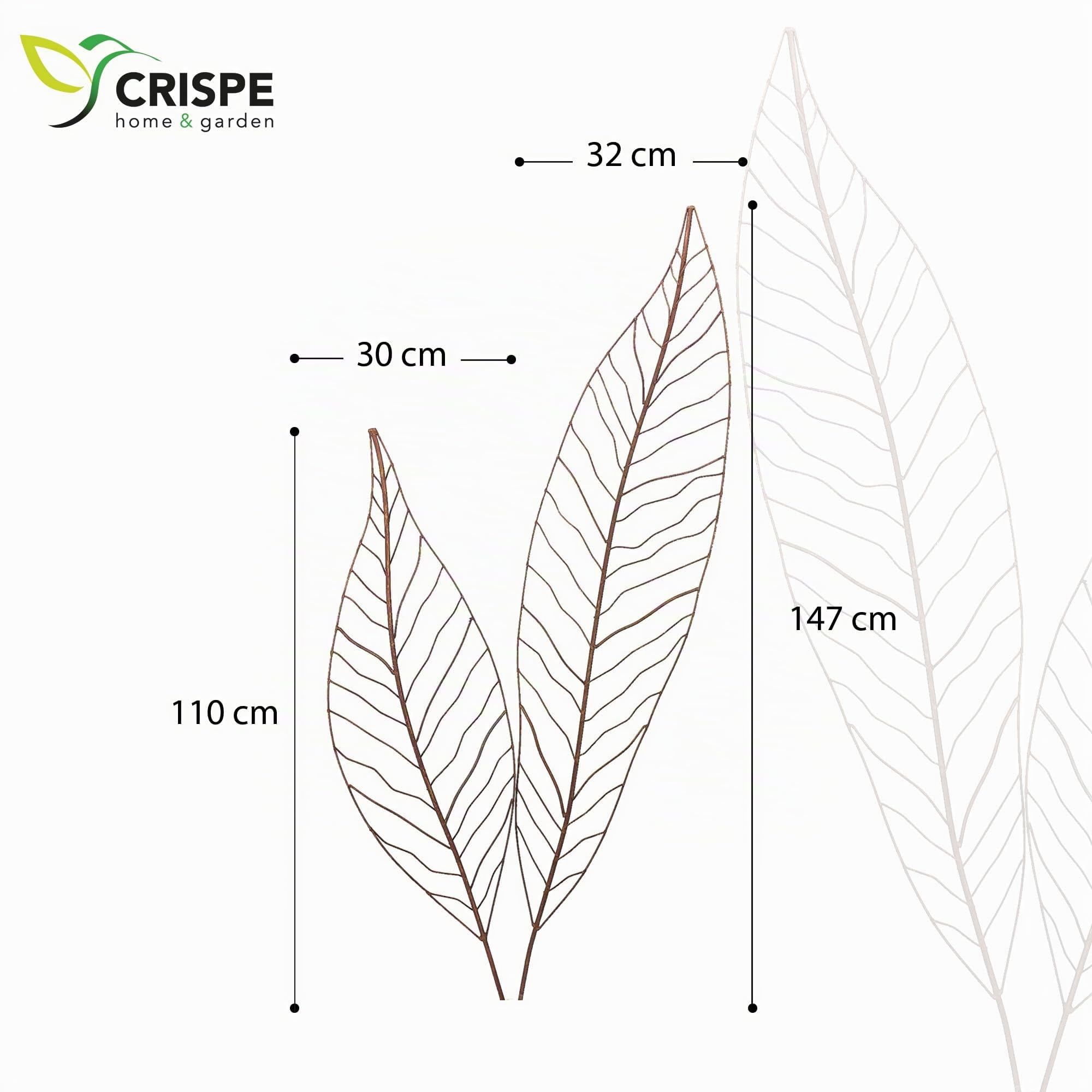 Crispe home & garden Gartenstecker Edelrost - Farn Set | Rankhilfe Gartendeko bestehend aus Zwei verschiedenen Größen Farnblättern