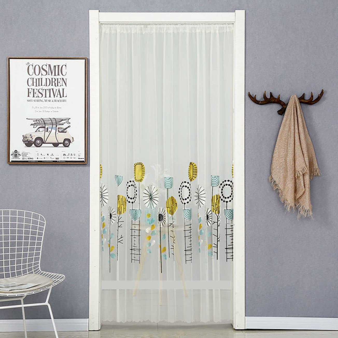 Amazon｜CFGZC 北欧暖簾 のれん 90*220 植物柄 ハワイ 自然 カーテン