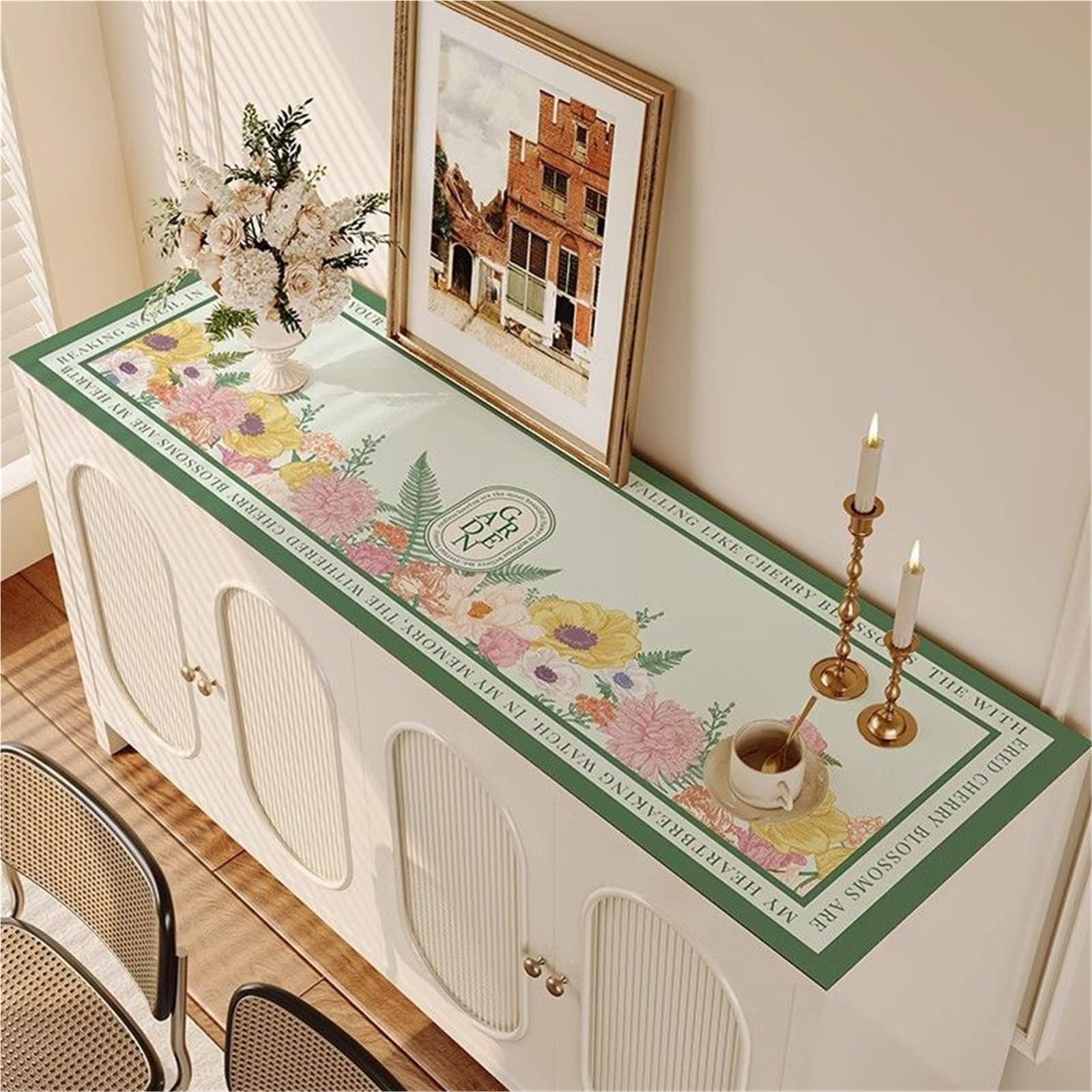 Table Runner American Fireplace Cabinet, Table Mat, Shoe , Entrance , Countertop, Long Tablecloth, Waterproof And Oil Tea , Desktop Protective(B,40*80cm)