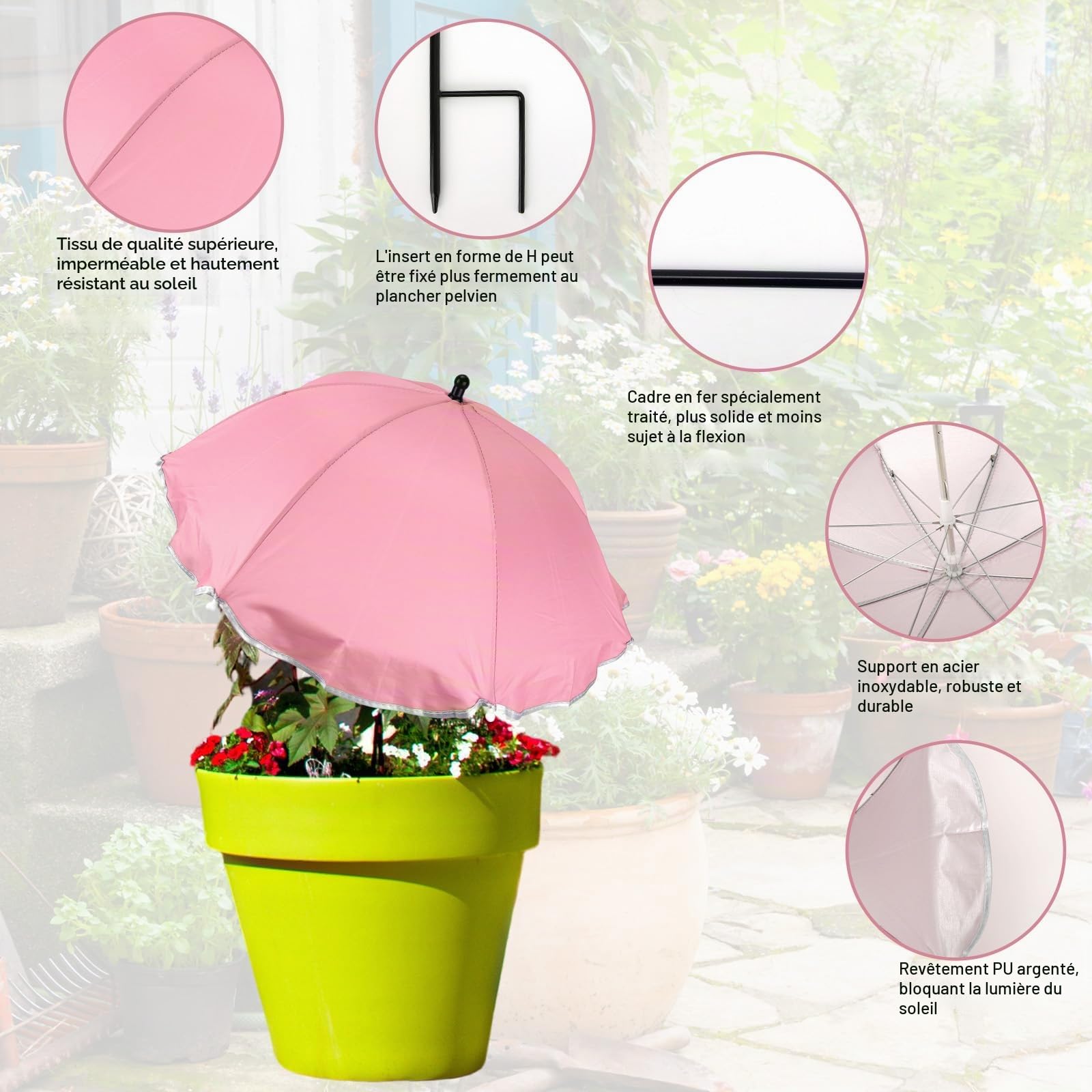 BOXOB 4pcs Parasol Plante D'Extérieur, Diamètre 60cm Parasol Plante