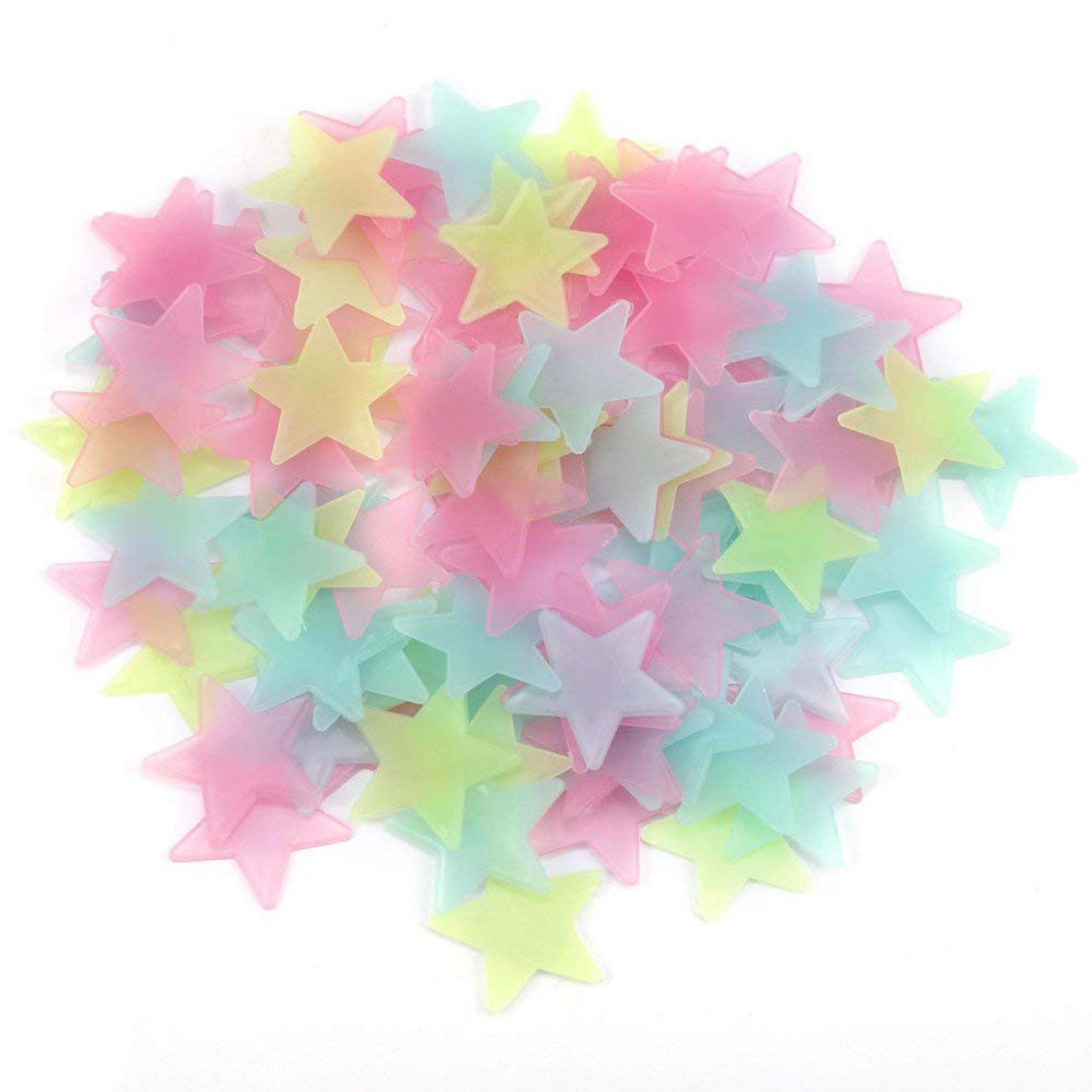 Multicolor Glow in Dark Stars Radium Attractive Wall Sticker for Kids Bedroom,Room Ceiling and Wall Decals Fluorescent Stars Night Glow Decorative Wall Sticker Pack of 50 Piece
