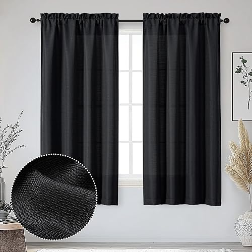 Miniatura 89 de OWENIE Bob Linen Cortinas de Lino de 96 Pulgadas Extra Largas Juego de 2 Paneles para Sala de Estar Dormitorio, Filtrado de Luz Cortinas de Ventana