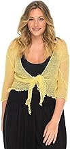 NetSetUK Women’s Fish Net Tie Up Shrug 3/4 Sleeve Fine Knitted Ladies Bolero Shrug Top Jacket Cardigan One Size