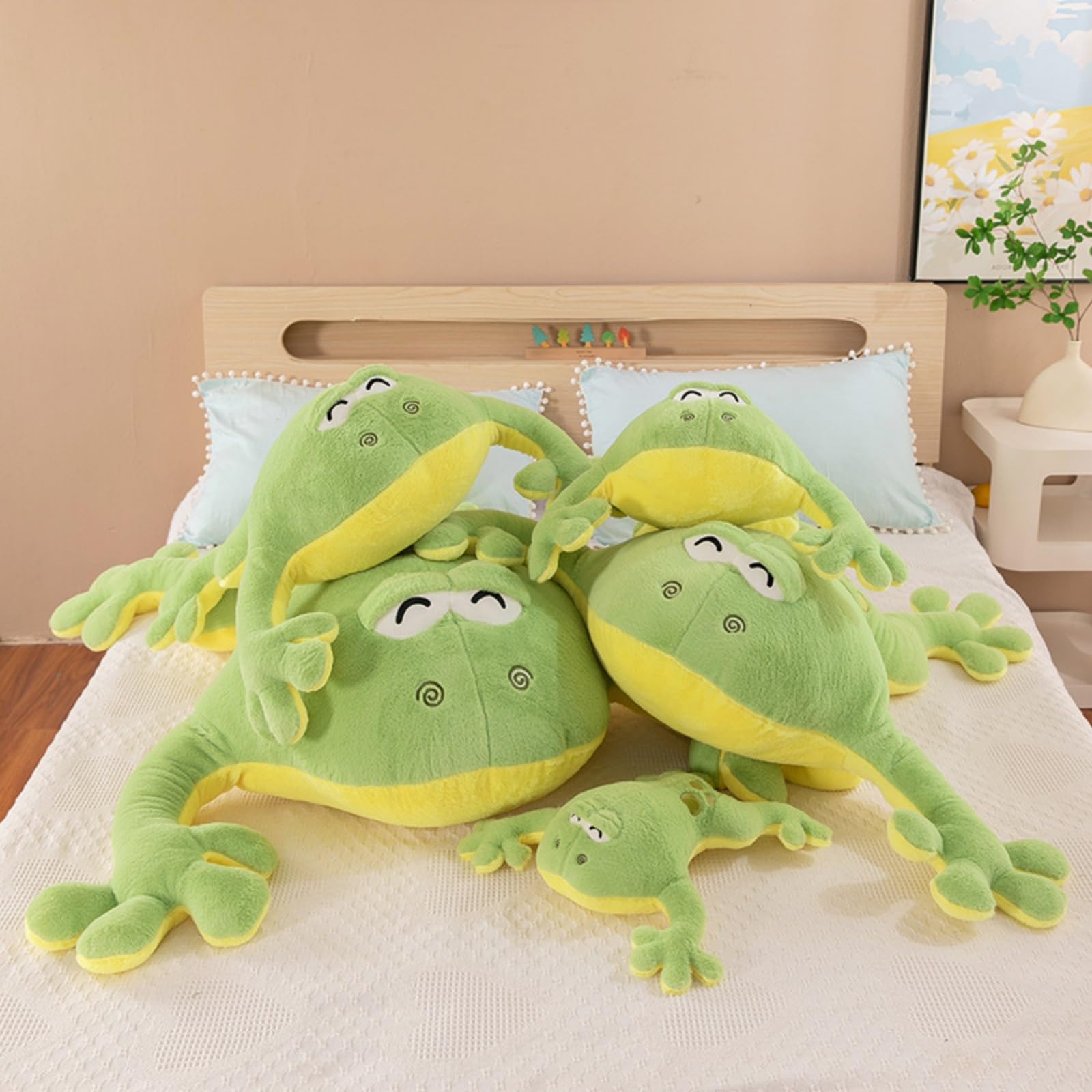 Frosch Kuscheltier, Grüne Frosch Plüschtier Stofftier, Riesiger Plüschfrosch in liegender Haltung, Kinderzimmer & als Kuschel (130cm,Grün)