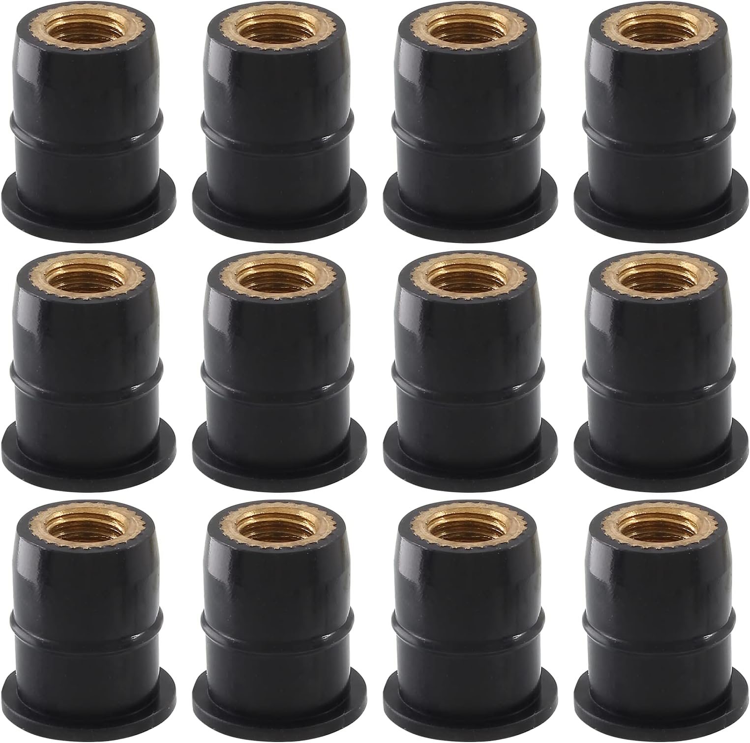 Moicstiy 12Pcs M6 Rubber Well Nuts Neoprene Expansion Brass Nuts Fairing Universal Motorcycle Fasteners for Canoe, Boat, Kayak