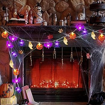 Wishstar Halloween Luci Stringa, 300cm 20LED Zucca Fantasma Pipistrello Catena Luminosa, luci halloween a batteria, halloween decorazioni per Interno Esterno Giardino