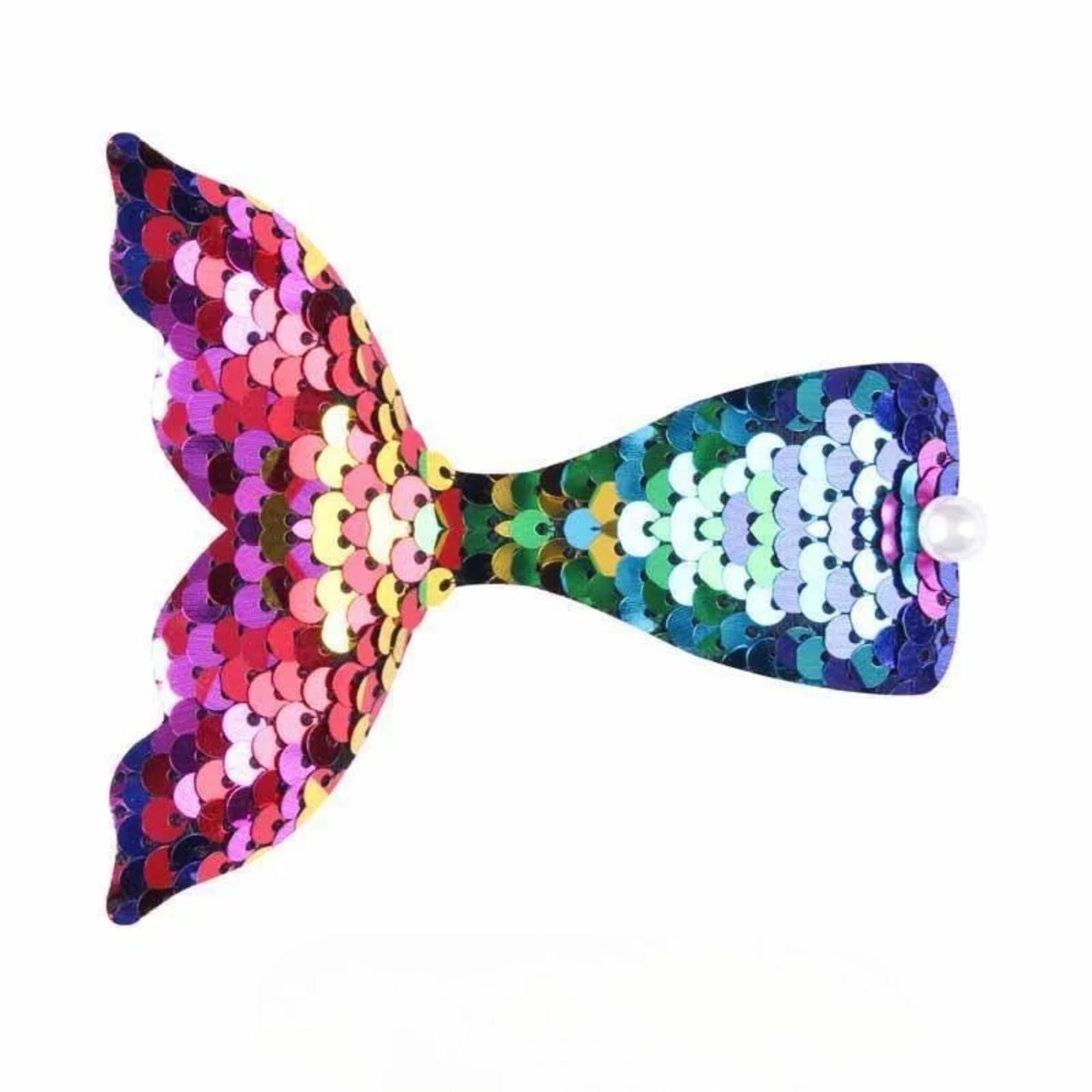 Mermaid Tail Sequin Hair Clip, Alloy Duckbill Barrette with Faux Pearl Accents for Parties, Festivals and Photos