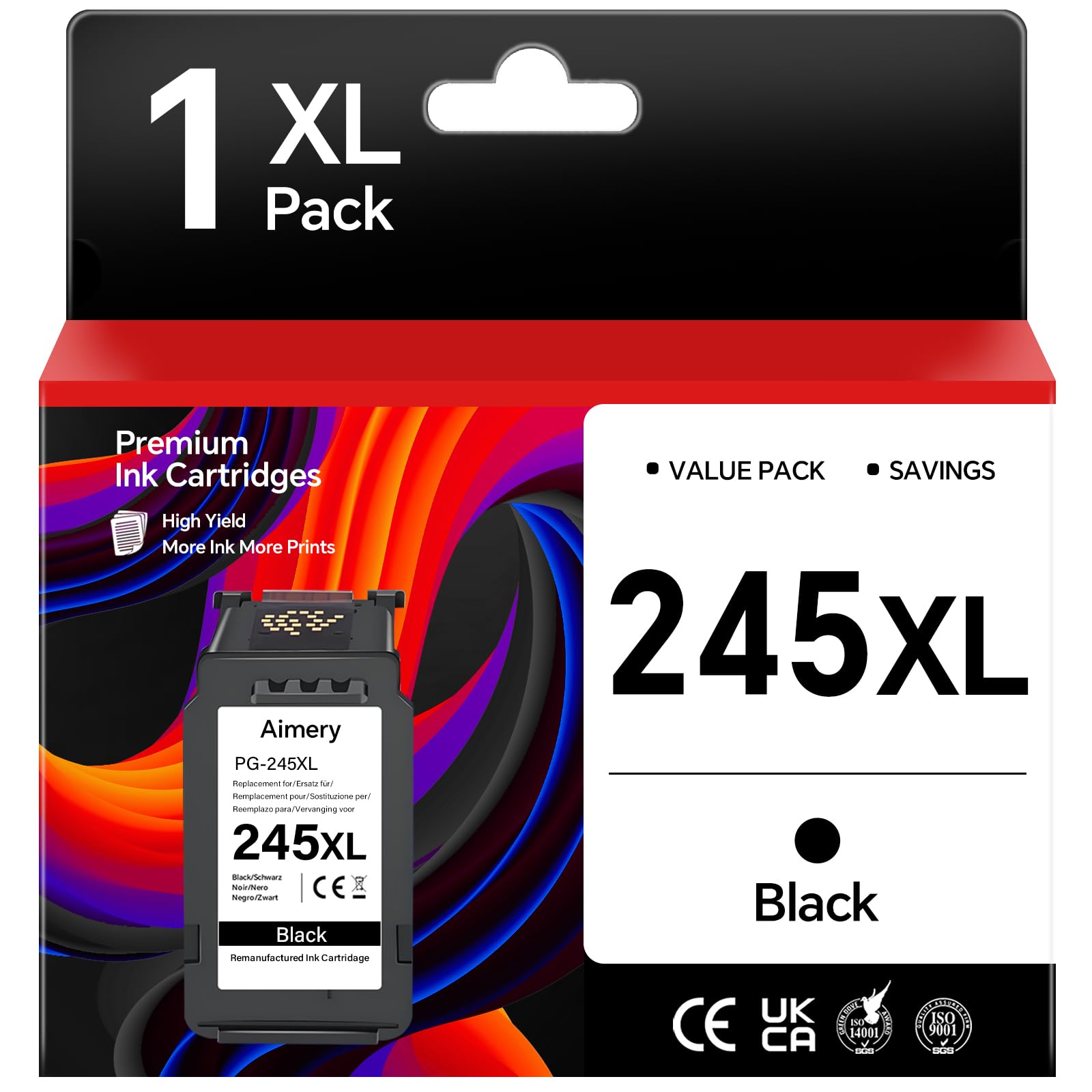 Aimery 245XL Black Ink Cartridge Compatible Replacement for Canon 245XL Black Ink PG-245XL High-Capacity Works with Canon TS3420, TR4520, MX492, MX490, MG2525, TS3300, TS3322, MG3022 Printers 1 Black