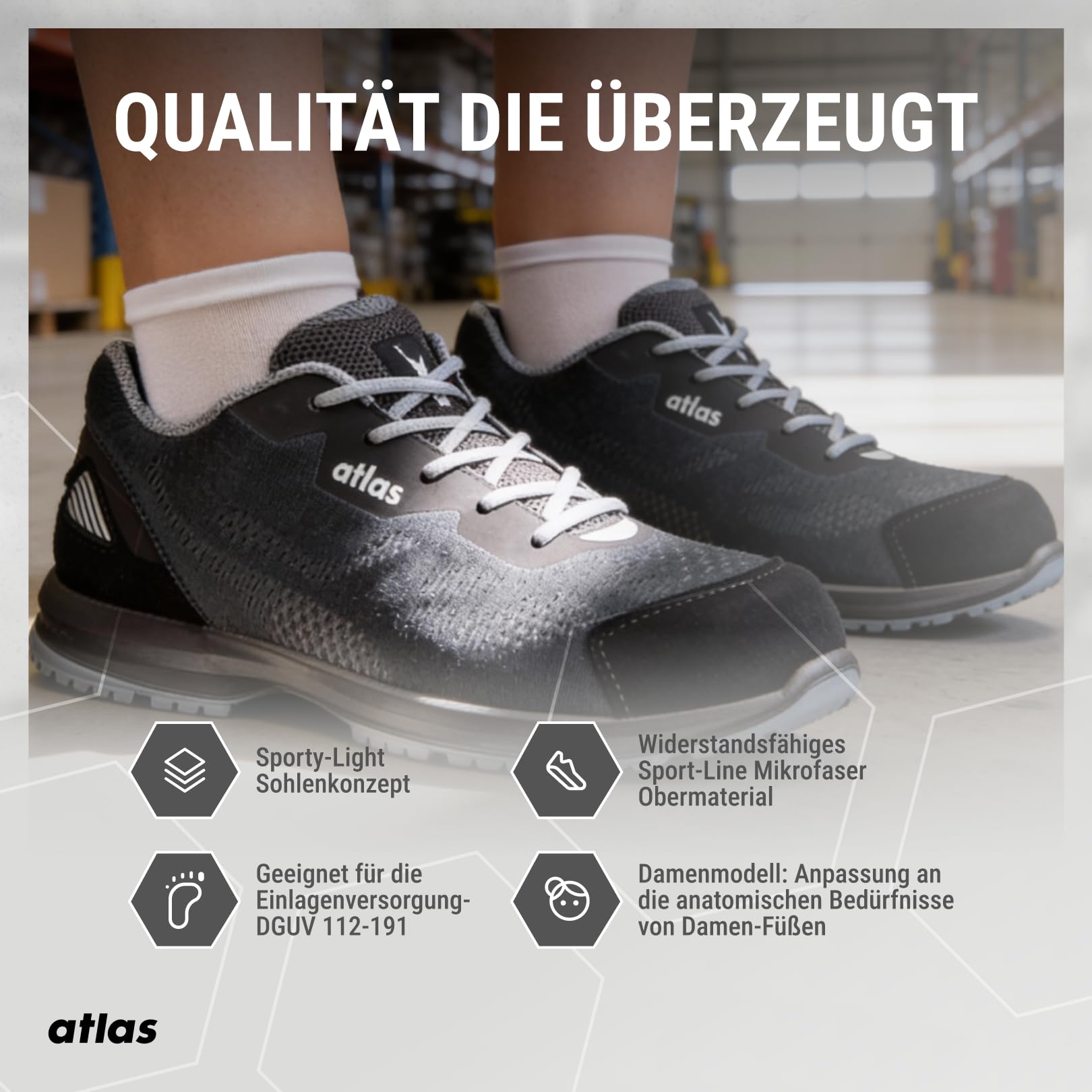 Atlas GX 240 ESD S1 Sicherheitsschuhe, Arbeitsschuhe Damen mit Stahlkappe, rutschfest, atmungsaktiv, dämpfend