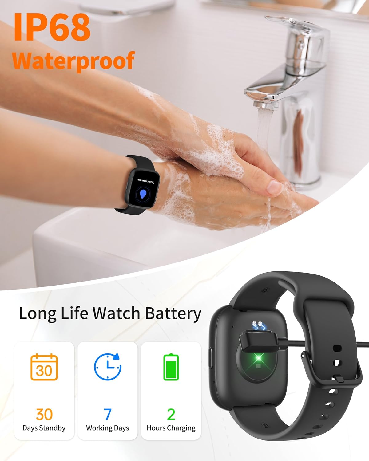 Smart Watch for Men Women, Bluetooth Calling, 1.83" HD Touch Screen Fitness Tracker, 100+ Sports Modes, Heart Rate Sleep Monitor, DIY Dial, IP68 Waterproof, Compatible with Android & iOS - Image 7