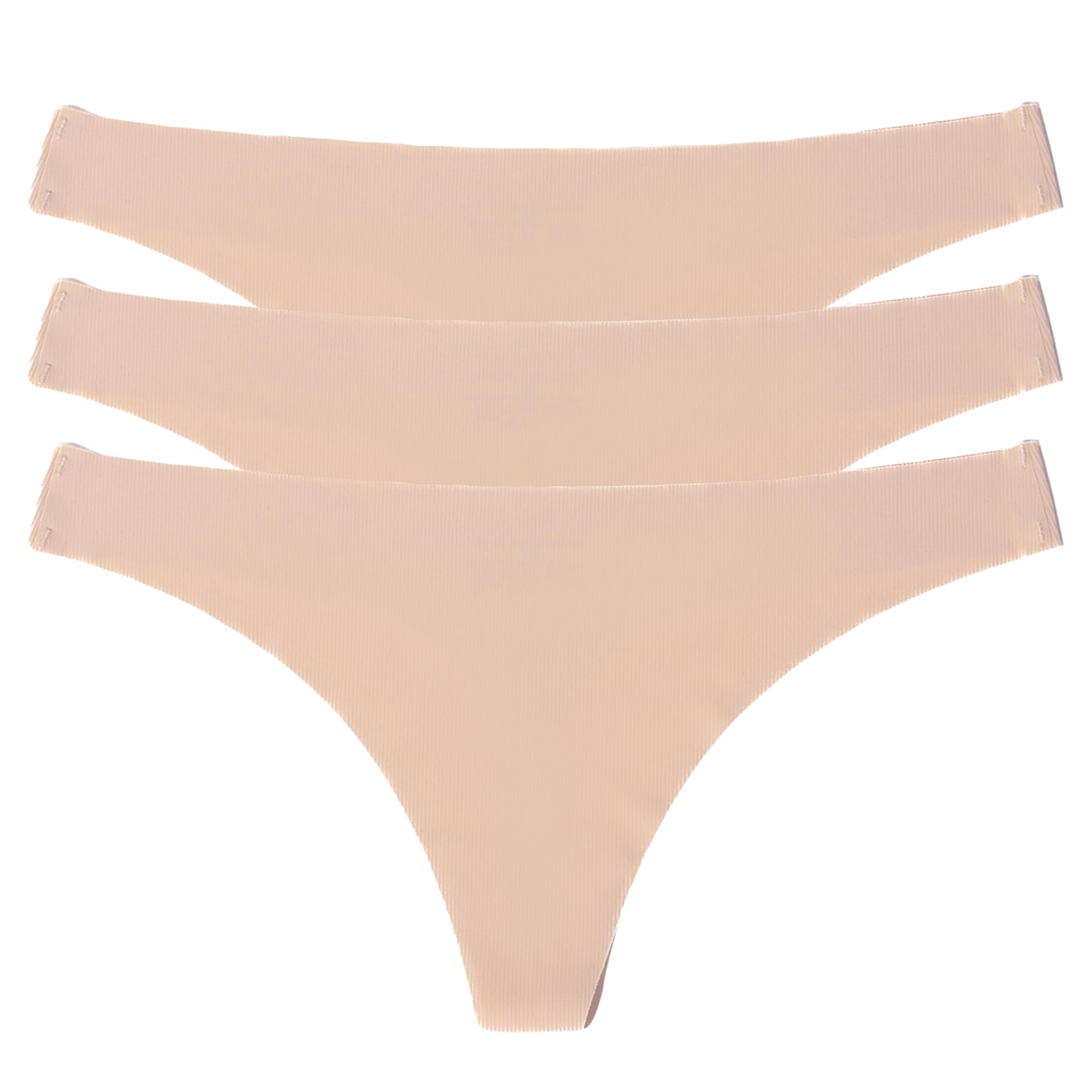 The Oh Collective Seamless Thongs for Women | Ultra-Comfort Underwear | 3-Pack: Nude Light Skin Colour No VPL thongs | Invisible and Soft