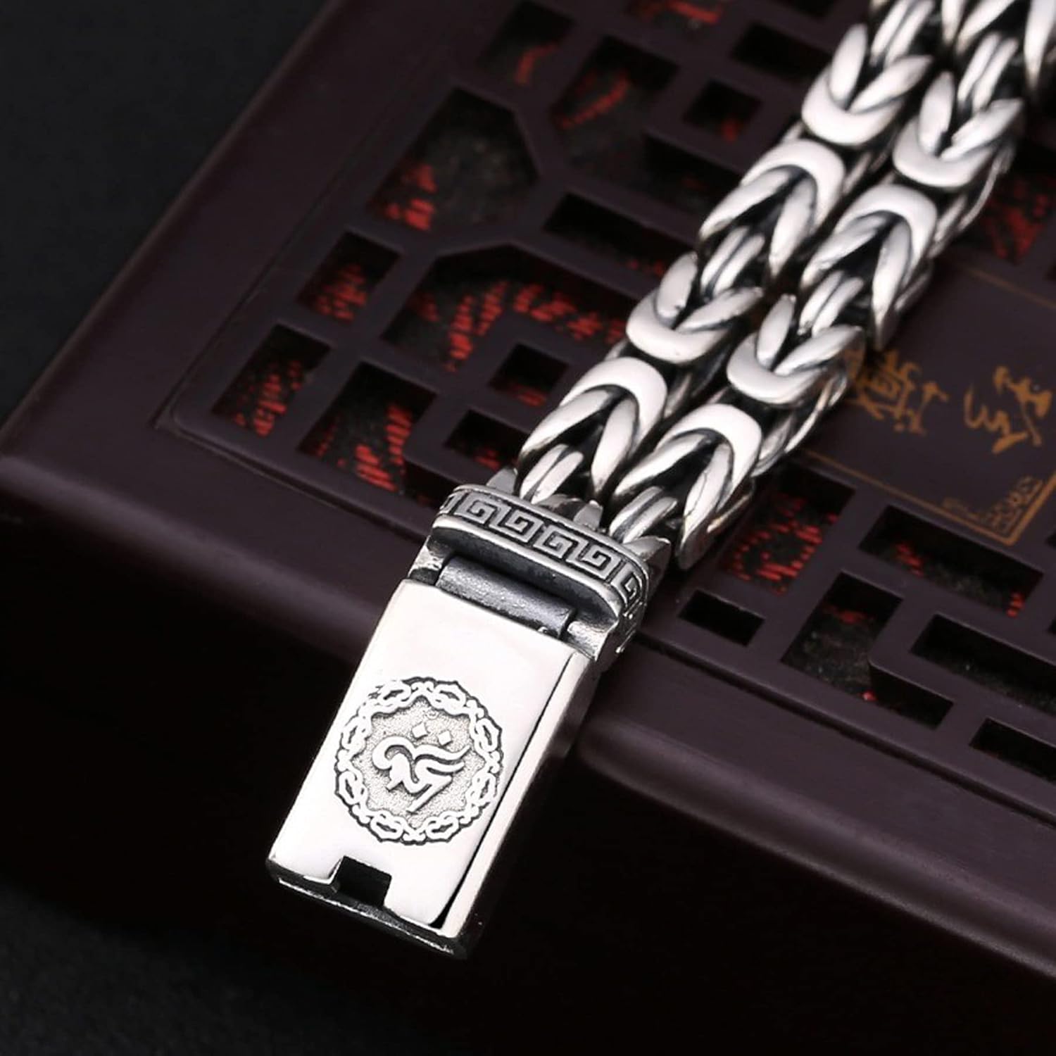 Aprifire 925 Silver Cuban Link Curb Chain Bracelet, Retro Modern Silver Plated Men's Bracelet - Image 8