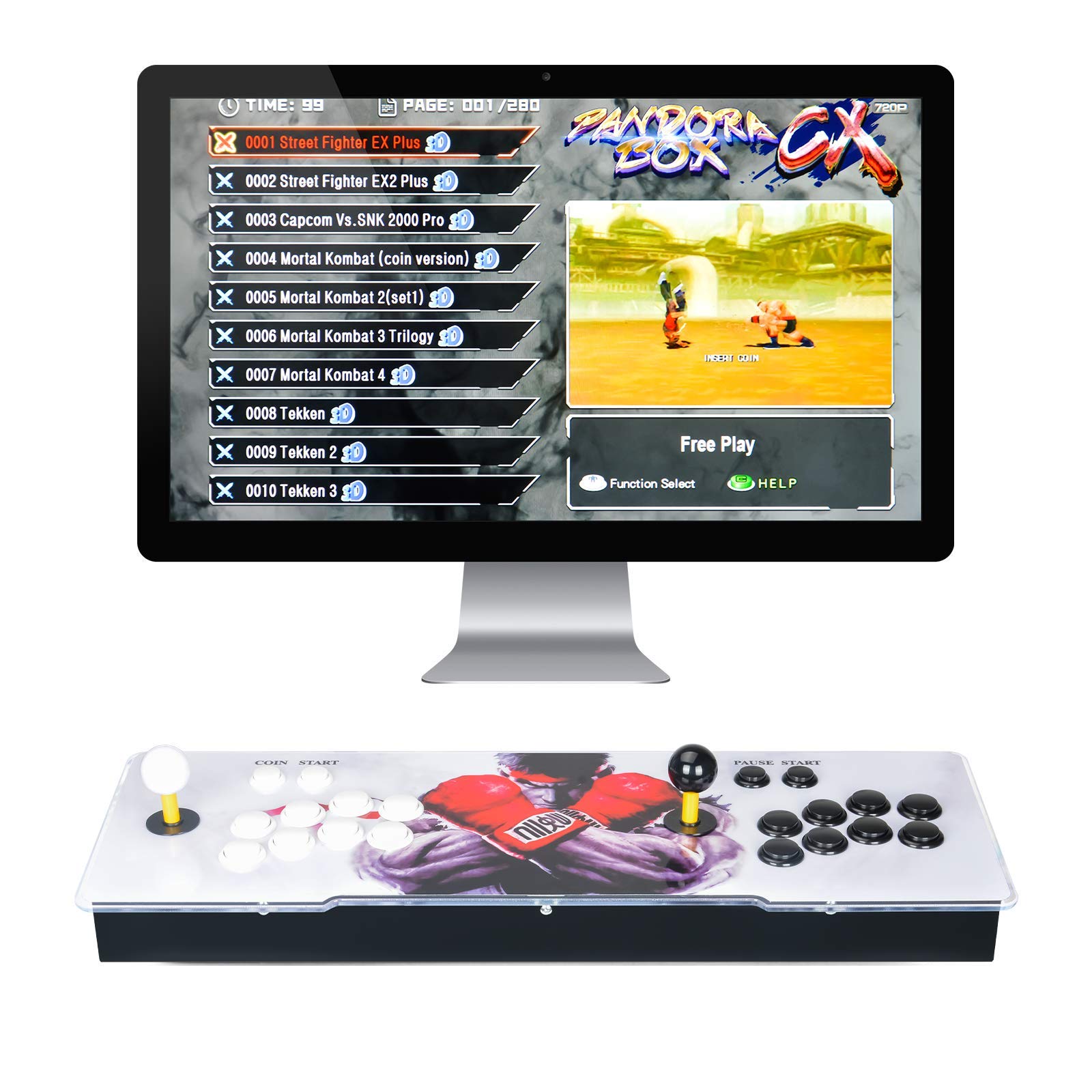 ARCADORA 3A Pandora SAGA Arcade Game Console 3D Games 6800 Games Installed, 4 Players Online Game, W
