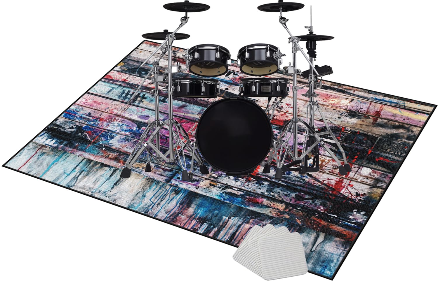 Qivstxug Drum Carpet Rug Non-Slip, Drum Rug Drum Mat, Soundproof Mat, Drumming Drum Rug, Professional Rectangle Electronic Jazz Drum Kit For Bass Drum Snare Musical Instrument Mat 140 x 100 cm