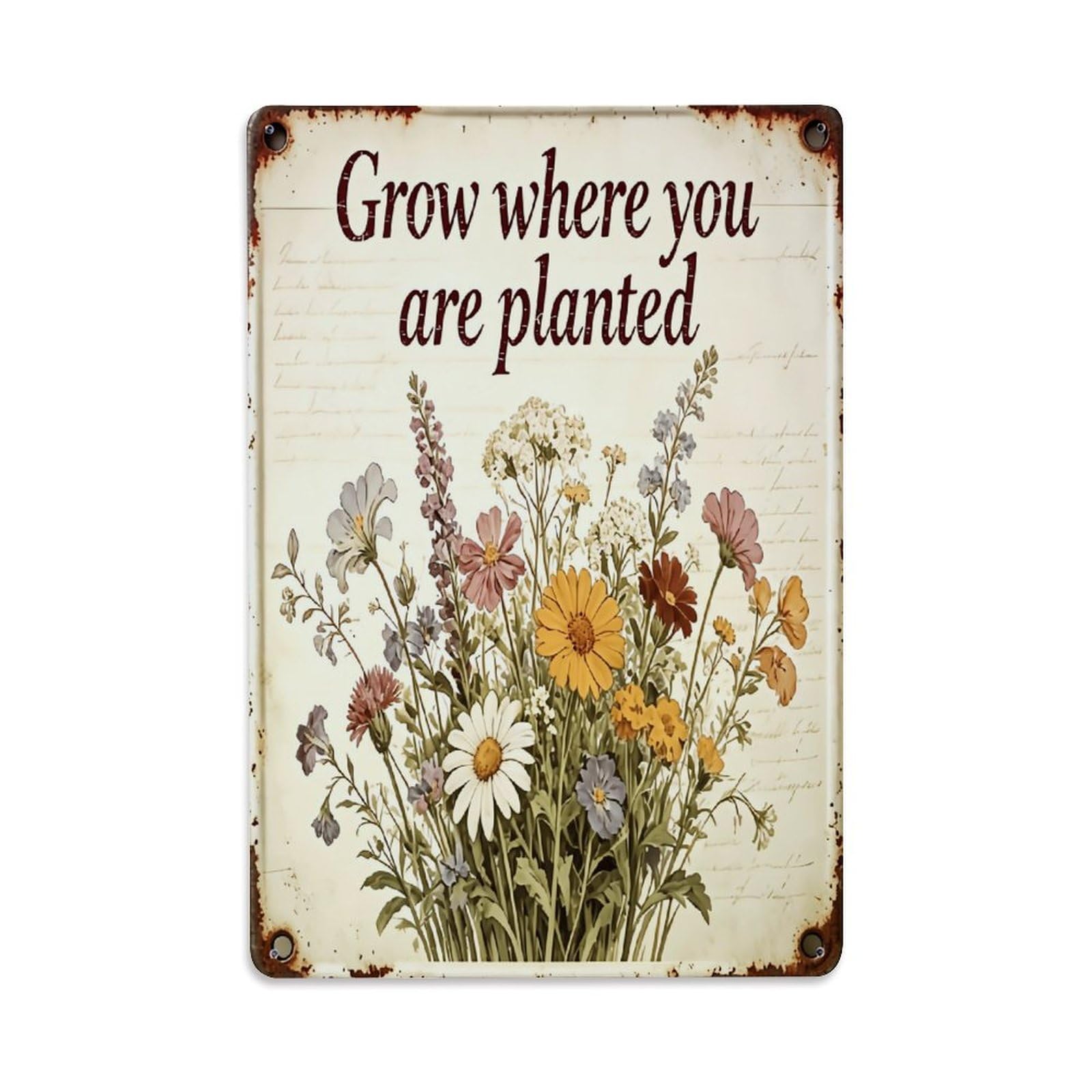 Nestemfo Vintage Grow Where You Are Planted Tin Sign Metal Sign, Living Room,Bar, Home, Bedroom Wall Decor,Retro Metal Poster 8X12 Inches