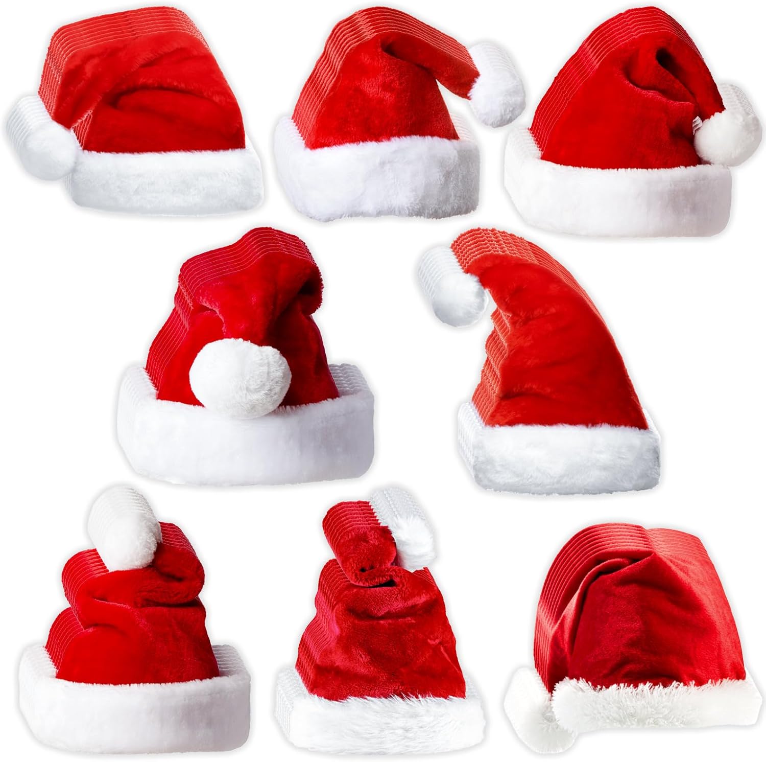 TrelaCo 64 Pcs 4 Inch Christmas Cutouts Decorations Santa Hat Paper Craft Christmas Santa Hat Stickers for Xmas Classroom Wall Bulletin Board Gift 8 Styles