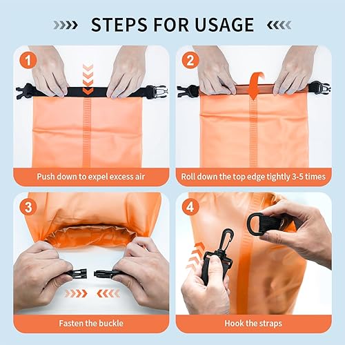 Miniatura 5 de Bolsa seca impermeable para mujeres y hombres, bolsa de almacenamiento ligera y seca de 10 L15 L, saco flotante con funda impermeable para teléfono,