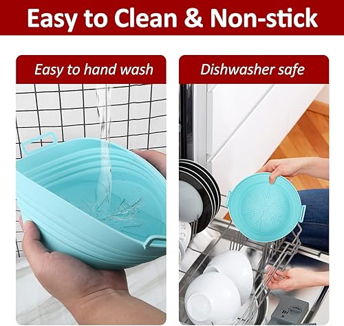 Miniatura 6 de Forros de silicona para freidora de aire paquete de 2 unidades plegables reutilizables de 82 pulgadas antiadherentes con guantes de silicona