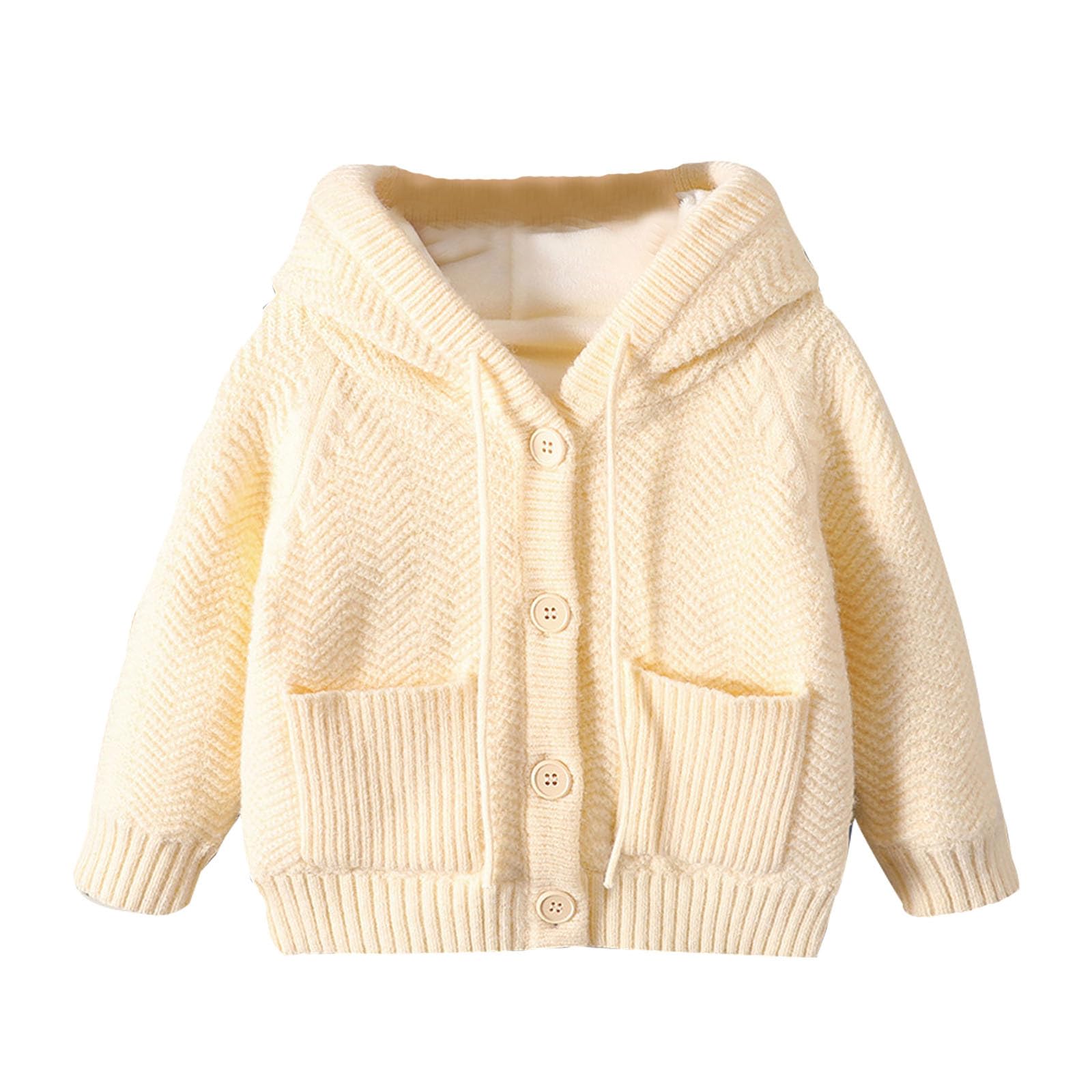 Generico Cardigan Lana Bambina,Maglione Cardigan con Cappuccio per Ragazzi E Bambini Maglione per Ragazze Giacca con Chiusura A Bottoni Lavorata A Maglia Foderato in Pile Cappotto Invernale Top