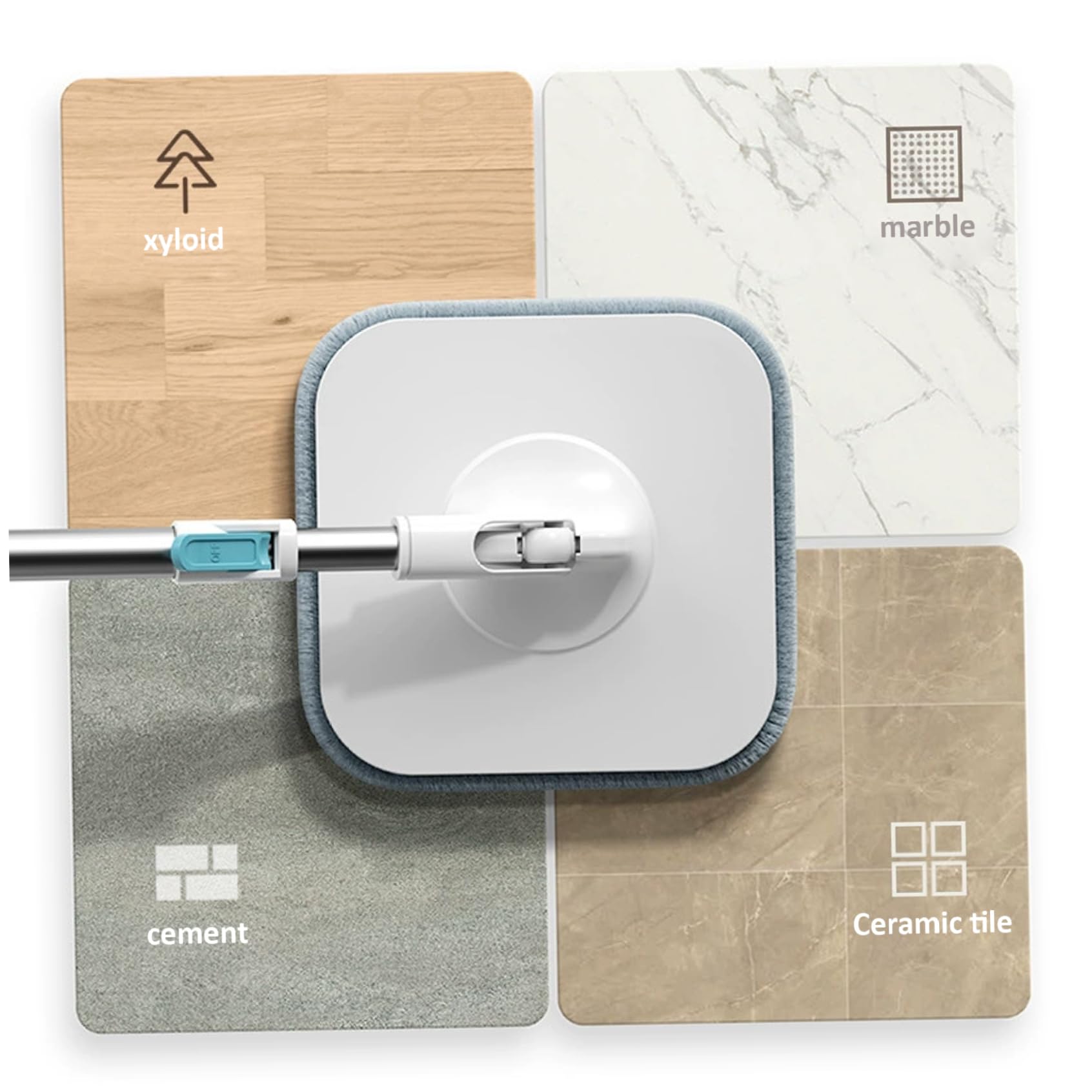 Mop y Cubo de Cubo con Wringer 360º Spin Mop and Buckets 2 recargas de Microfibra Altura Manija Ajustable Cocina húmeda y Seca Sistema de Limpieza de Pisos Accesorio