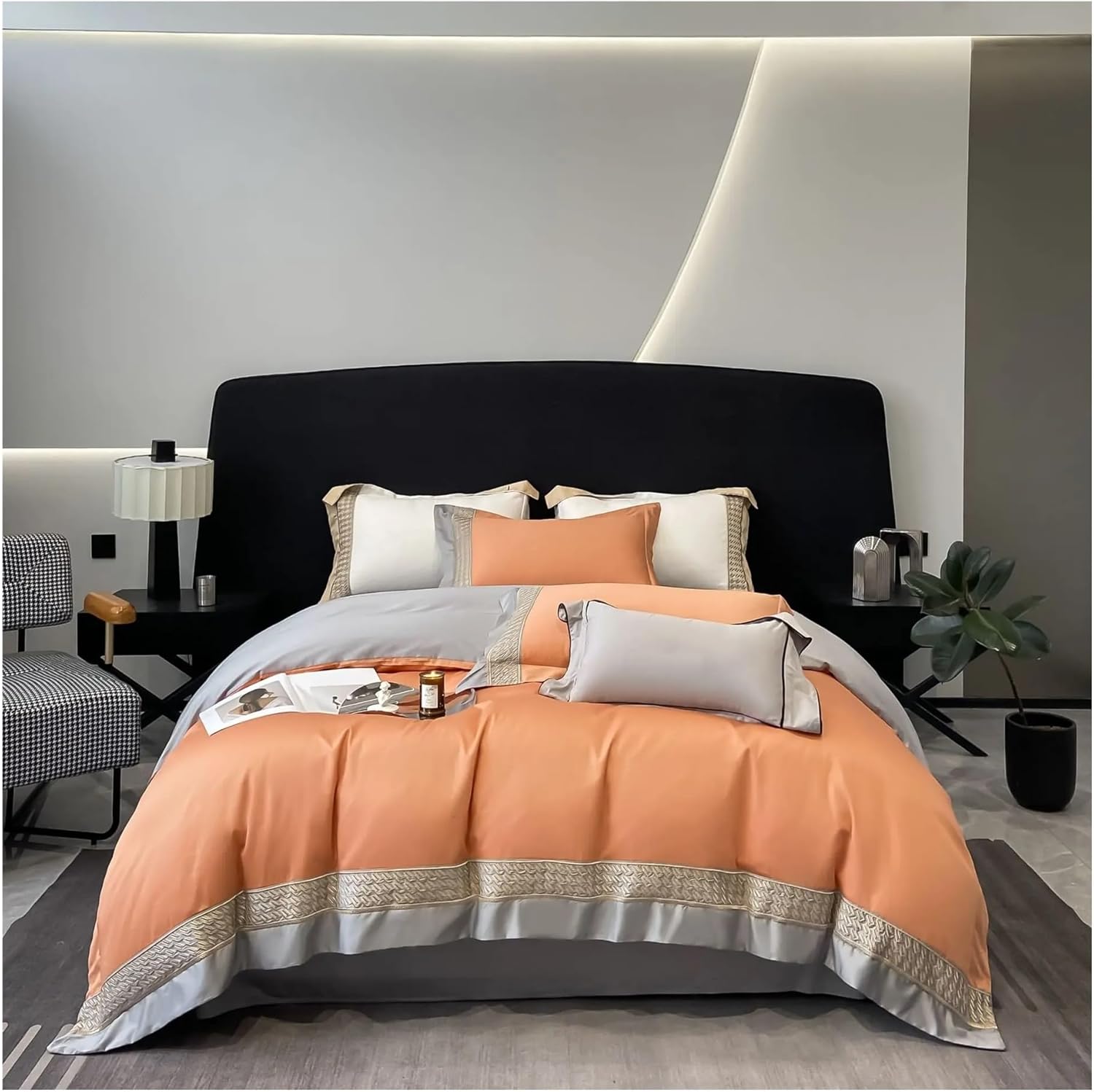 Bedding Set Luxury Embroidery Cotton Bed Comforter Sets Duvet Cover Bed Sheets and Pillowcases,Bed
