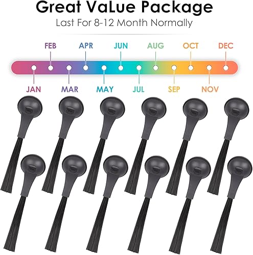 Miniatura 3 de Paquete de 12 cepillos laterales para Shark RV2820YE, AV2800ZE, AV2810YS, AV2501AE RV2502AE AV2501S IQ R101AE RV1001AE R101 RV1001 RV1000 RV2001AE