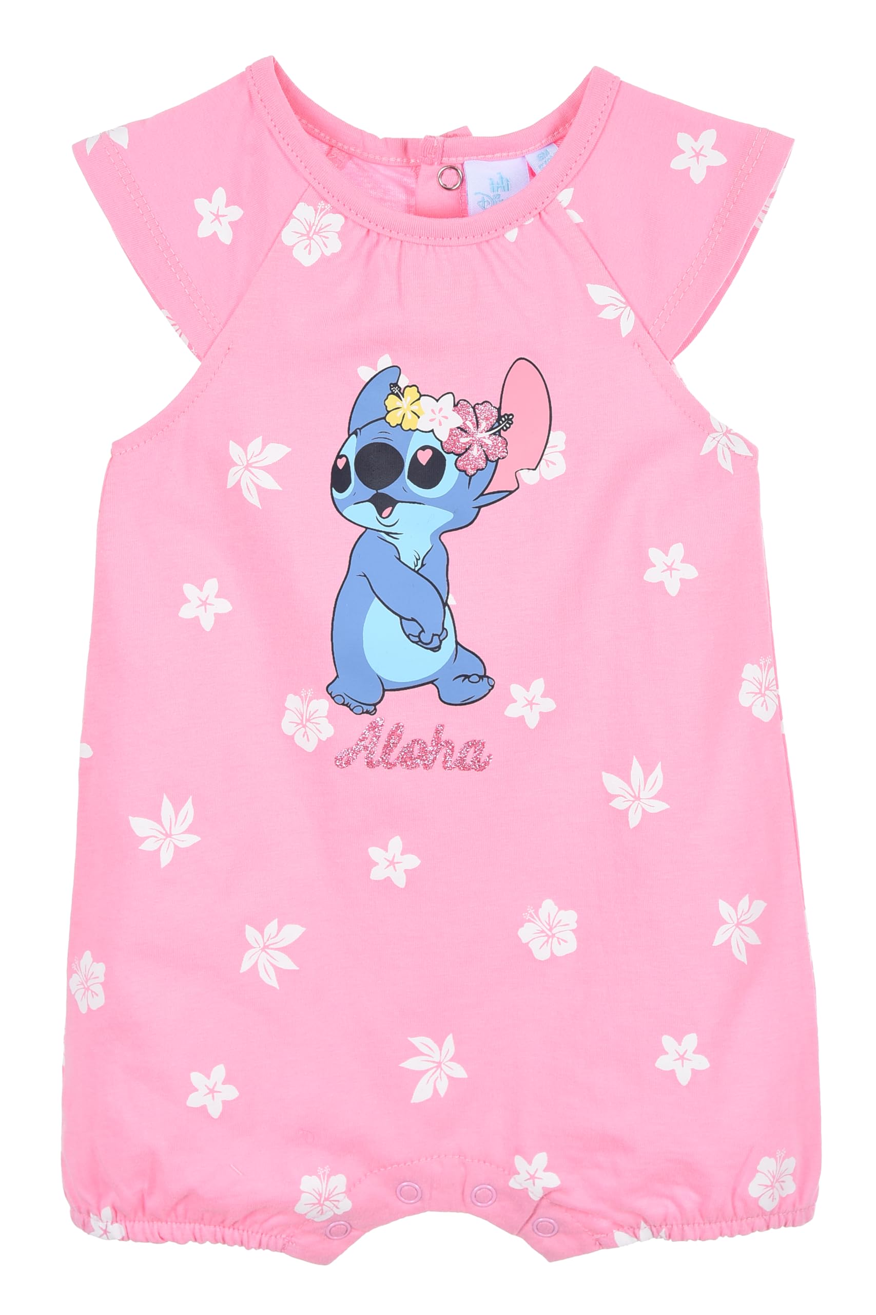 Disney Stitch et Angel T-Shirt et Short pour Bébé Fille, Conception 'Aloha' Pyjama Ensemble pour Bébé Fille, Tailles 6 à 24 Mois (FR/ES, Âge, 12 Mois, Rose)