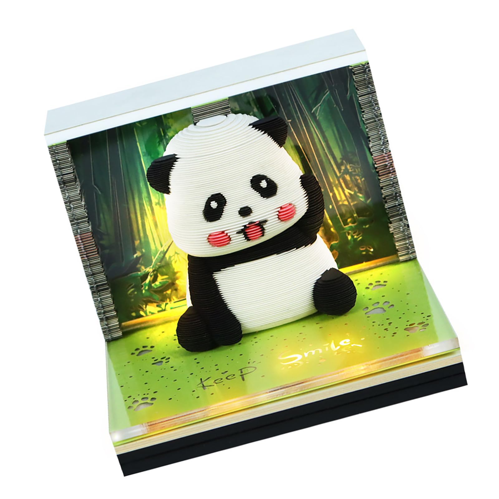 Artistic Tear Away Schreibtisch-Notizblöcke mit LED-Beleuchtung und dekorativer Panda-Skulptur für 2025 Touch-Change LED-dekoratives Notizbuch