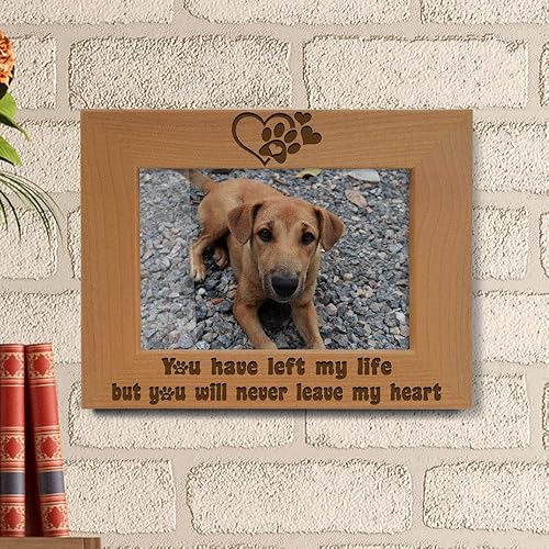 Miniatura 4 de KATE POSH Marco de fotos grabado de madera natural You Have Left My Life, but You Will Never Leave My Heart, huellas de patas en mi corazón, regalos