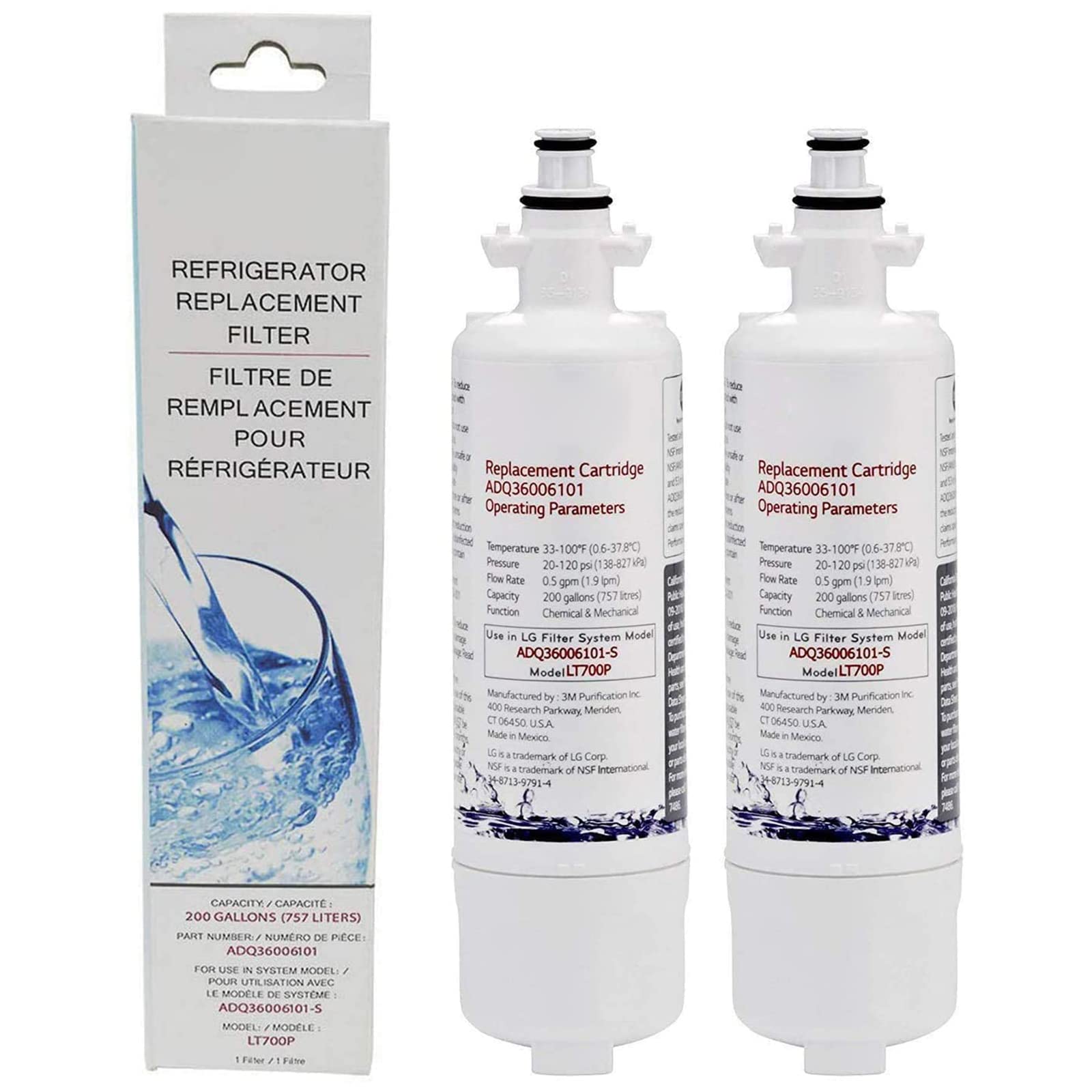 Filtre à eau pour LG LT700P réduisant les impuretés de votre réfrigérateur