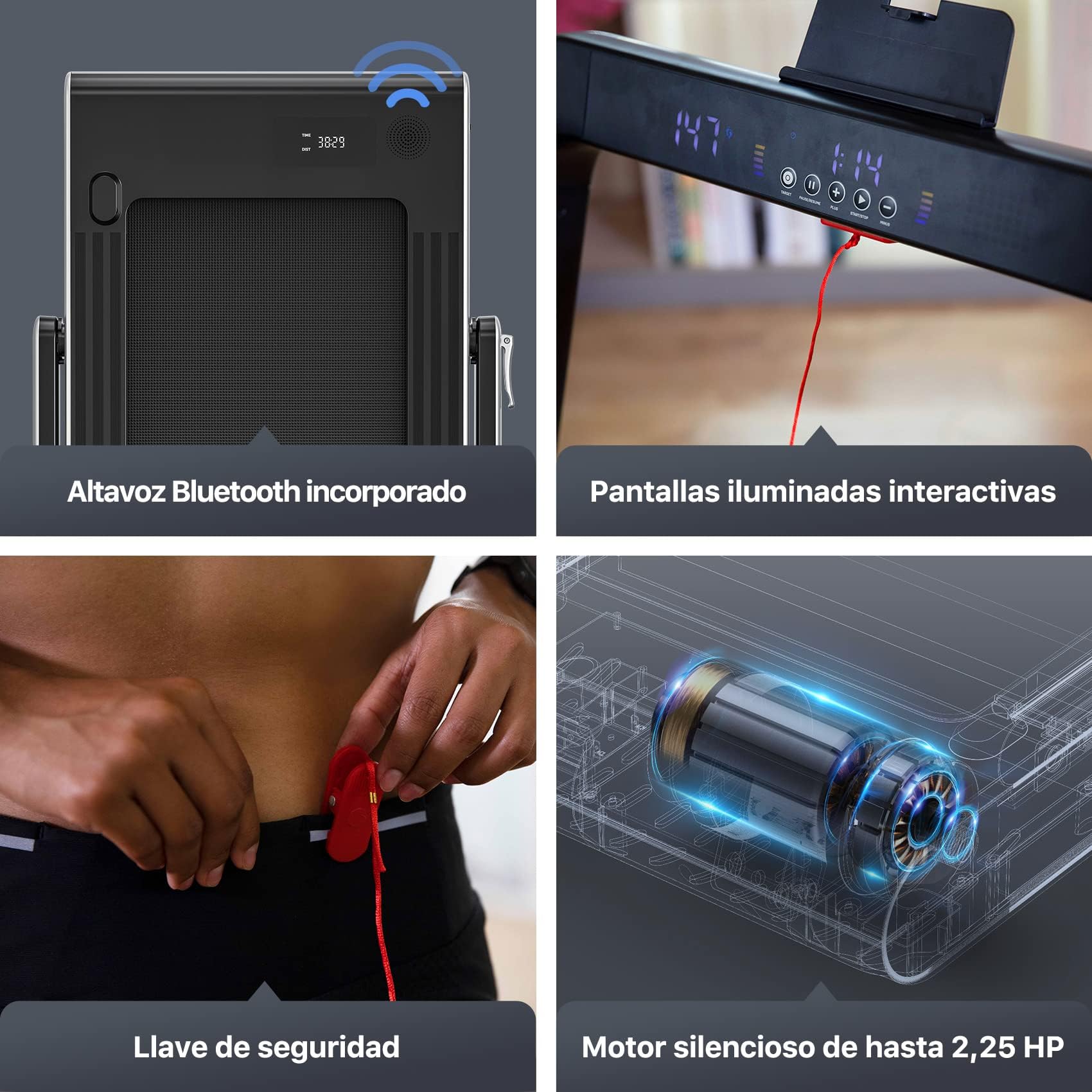 Mobvoi Home Cinta De Correr Smart AI con TicSports App, Altavoz Bluetooth Integrado, Control Remoto, Máquina para Caminar Y Correr para Ejercicio Físico En El Hogar En Interiores