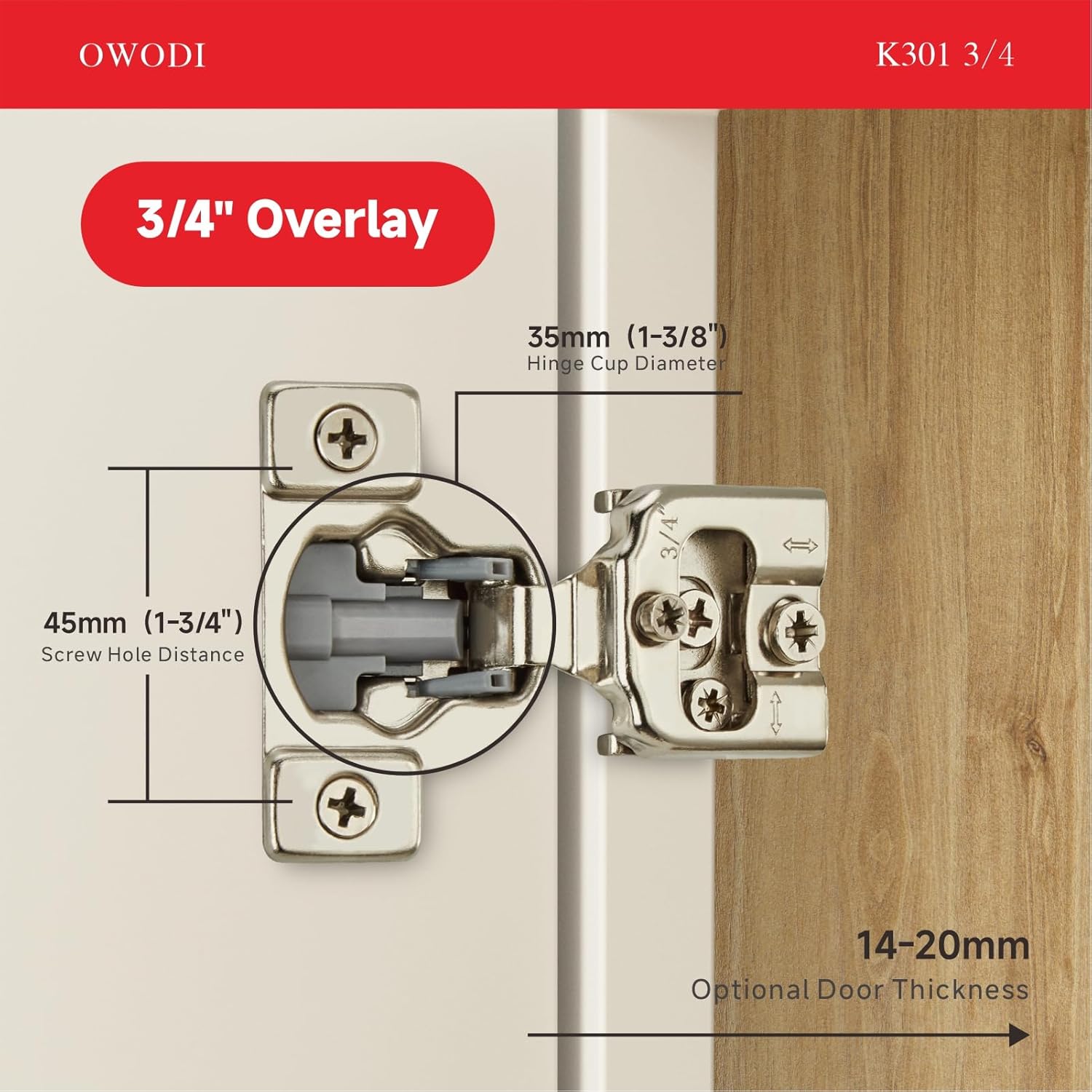 20 Pack Soft Close Cabinet Hinges for Face Frame Doors, 3/4 Inch Overlay Concealed Hinges, 105° 3-Way Adjustable, 35mm Cup, Nickel Finish with Screws