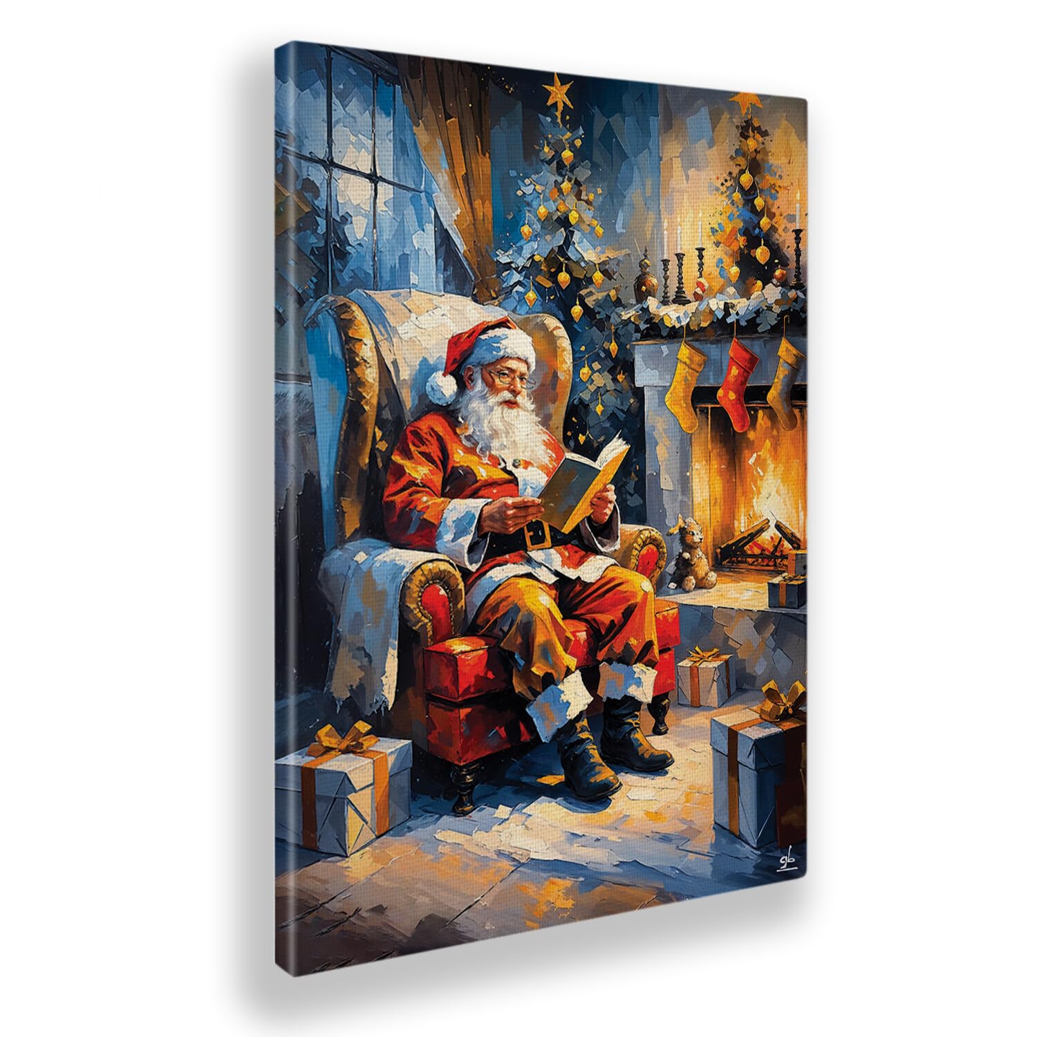 Giallobus - Impression sur toile - 29 - Cheminée du Père Noël - Toile à cadre standard - 70L x 100l cm - Tableaux modernes