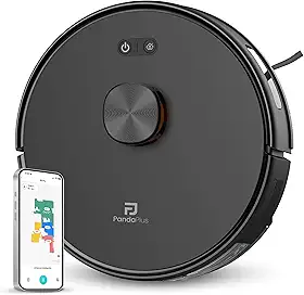 Robô Aspirador de Pó Inteligente AMG-R3 PRO 3 em 1 Varre, Aspira e Passa Pano com Mapeamento a Laser LDS, Compatível com Alexa e Google, Wi-Fi, App e Controle Remoto Panda Plus Bivolt (Preto)