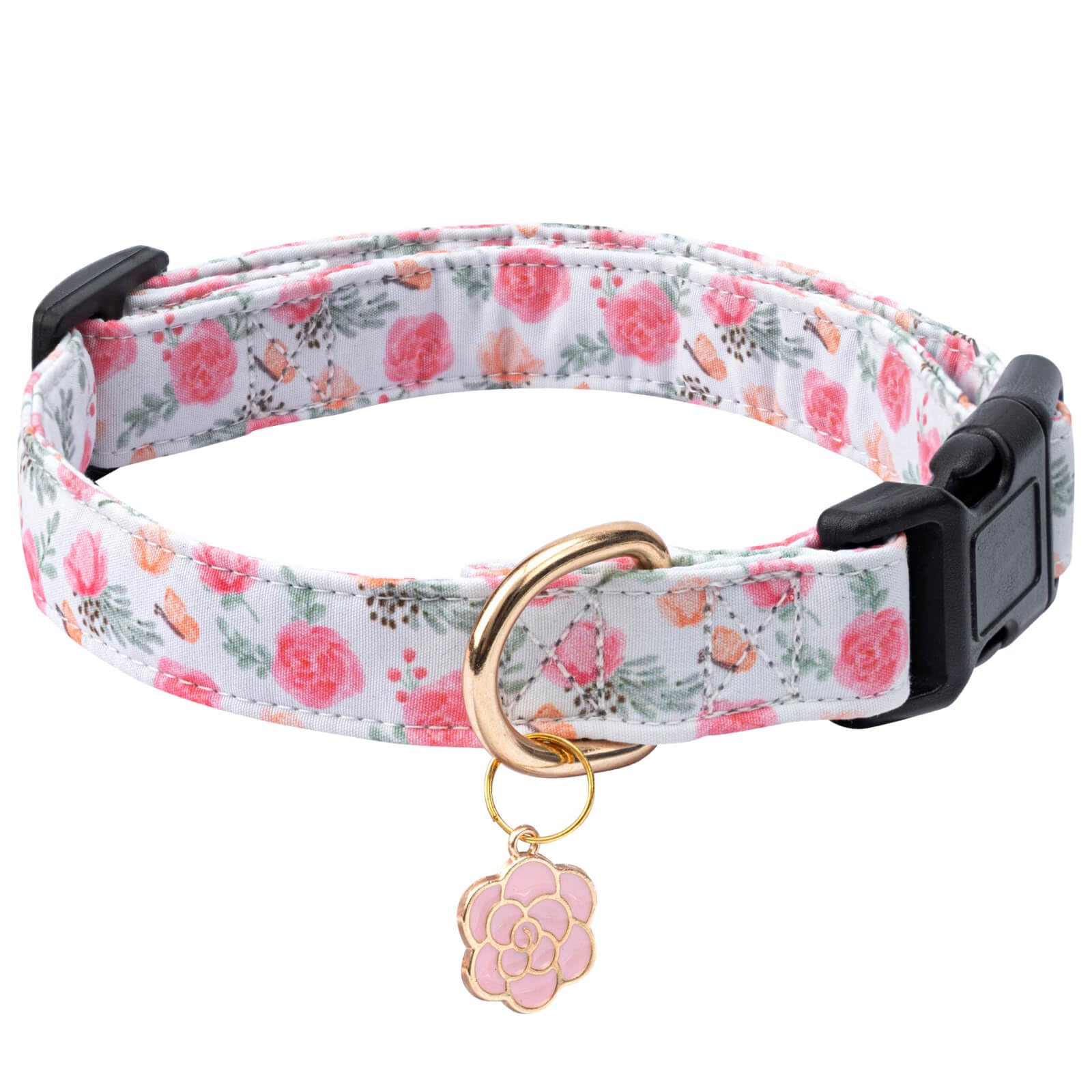 Jelwuion Cotton Dog Collar,Adjustable Cute Puppy Collar with Moon Patterned Design for Small Medium Large Dogs,Soft and Fancy Pet Collar with Safety