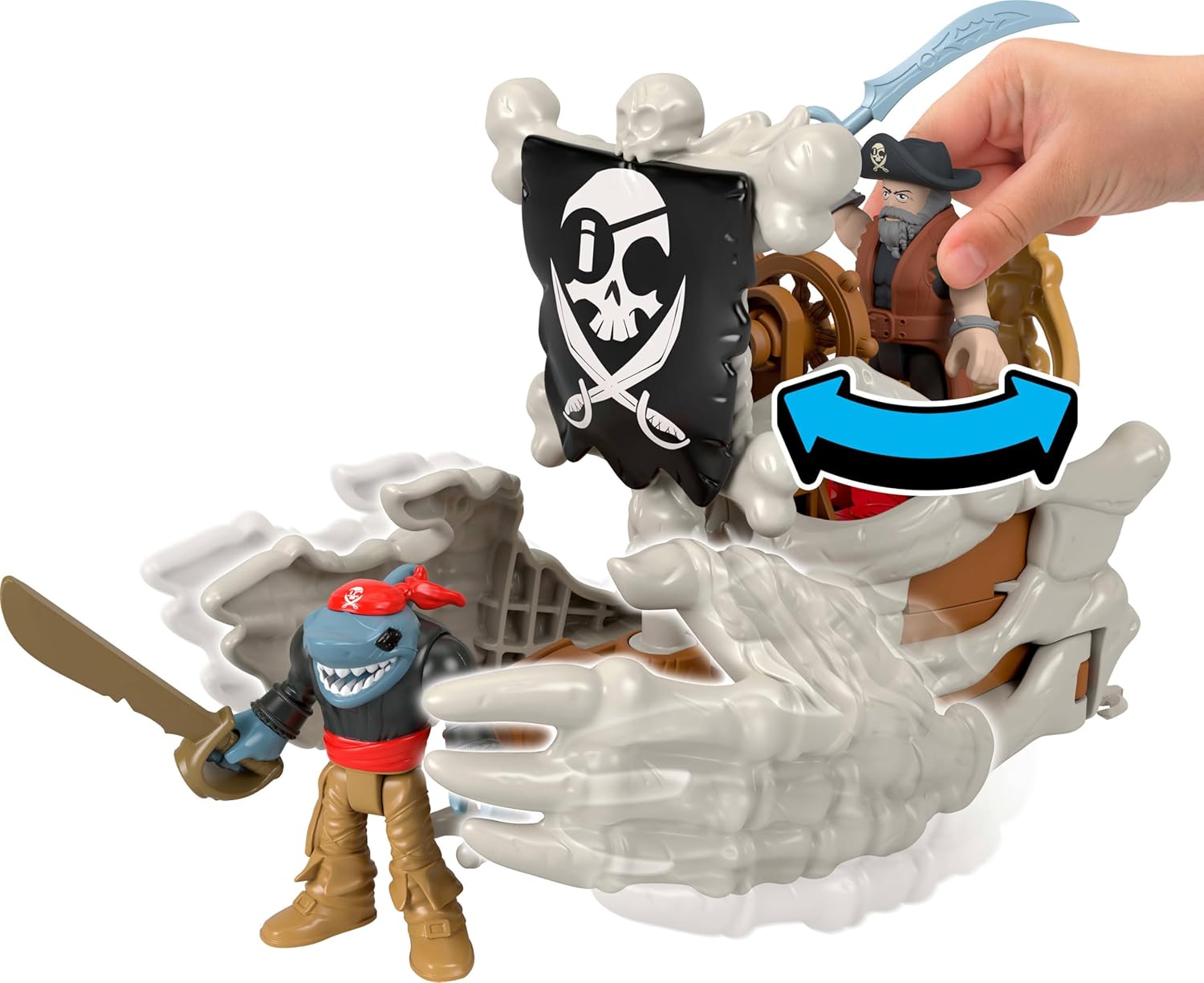 Fisher-Price Imaginext Billy Bones Pirate Bundle Playset with 3 Action Figures & Toy Boat with Skeleton Hands and Launcher, 7 Accessories (Amazon Exclusive)