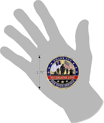 Miniatura 8 de Moneda de veteranos, gracias por su servicio, moneda de desafío militar cristiano, no mayor amor, chapado en color dorado, regalo del día de los