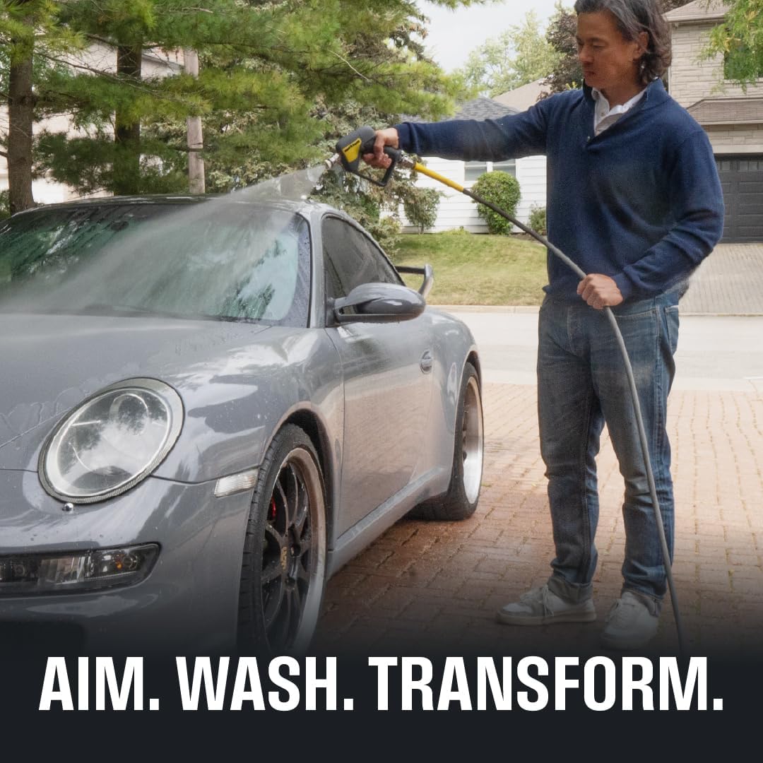 Active 100’ Pressure Washer Hose Compatible with gas and electric pressure washers (M22-14mm) Kink resistant, flexible steel braided power washer hose, max operating spec of 4000PSI & 12GPM and 212°F