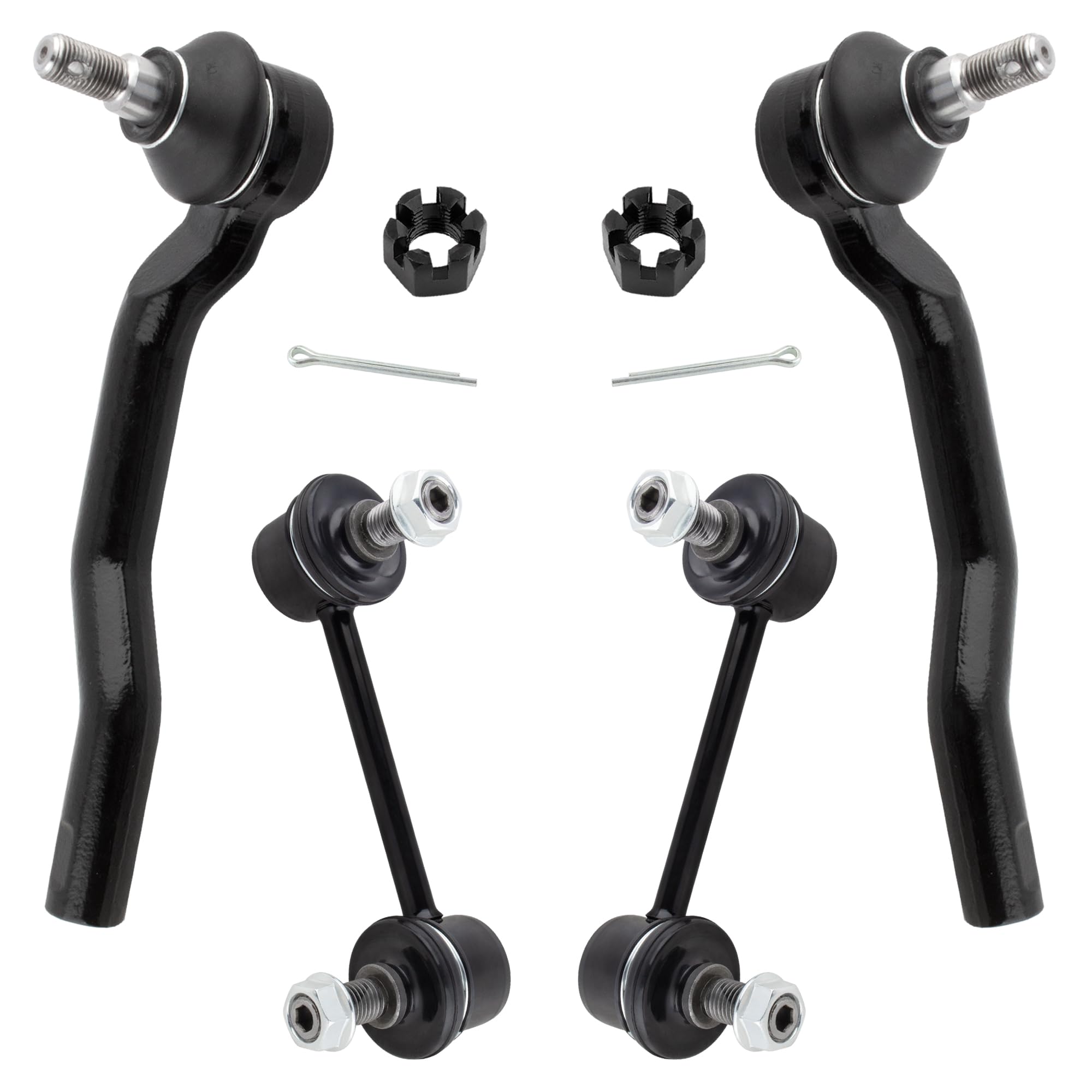 BOXI (Set of 4) Front Stabilizer Sway Bar End Links + Outer Tie Rod Ends fit for Mazda CX-7 2007 2008 2009 2010 2011 2012 / Replaces ES800600 ES800601