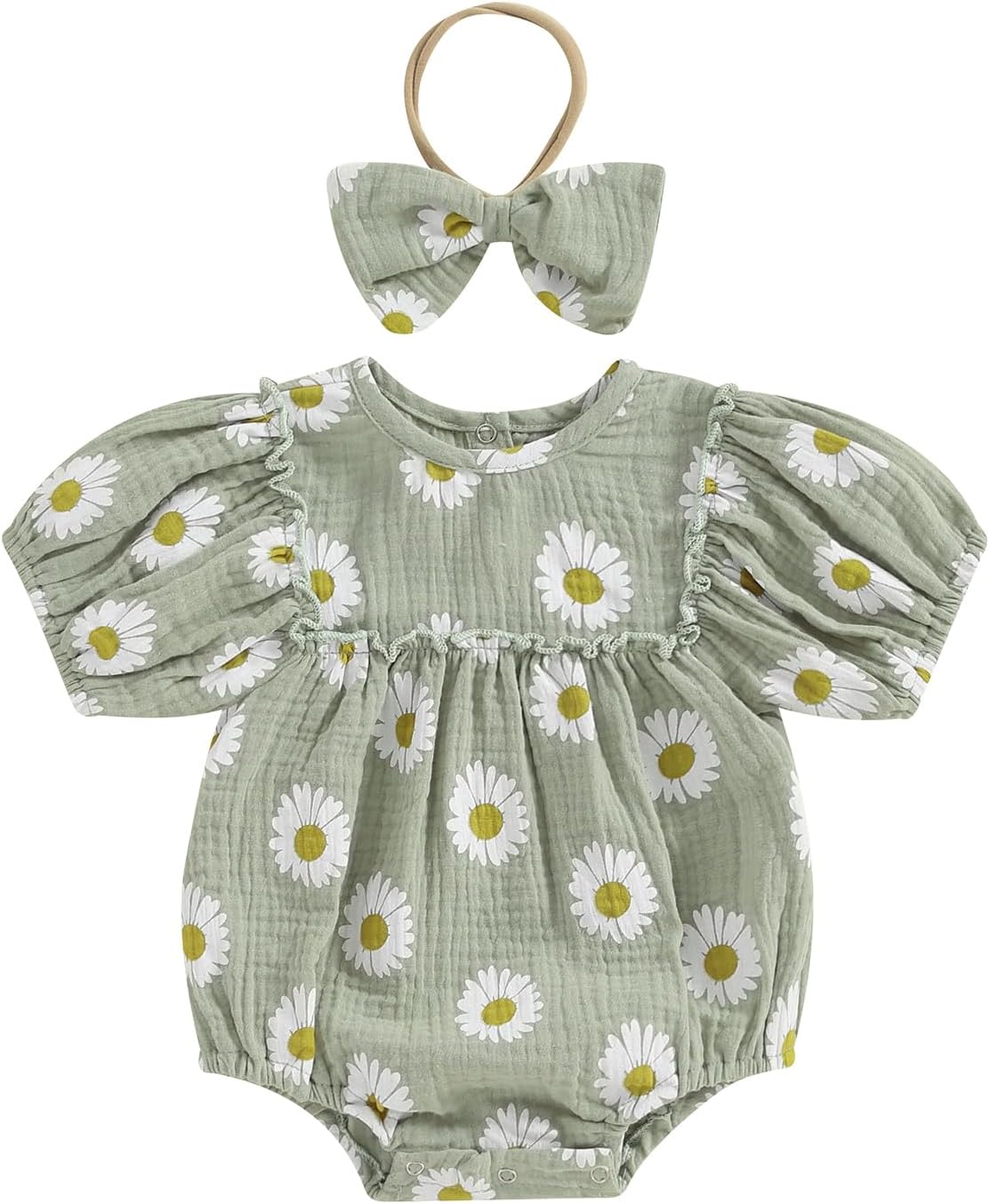 Baby Girl Rompers Daisy Print Short Sleeve Infant Bhutan Ubuy - Main Image