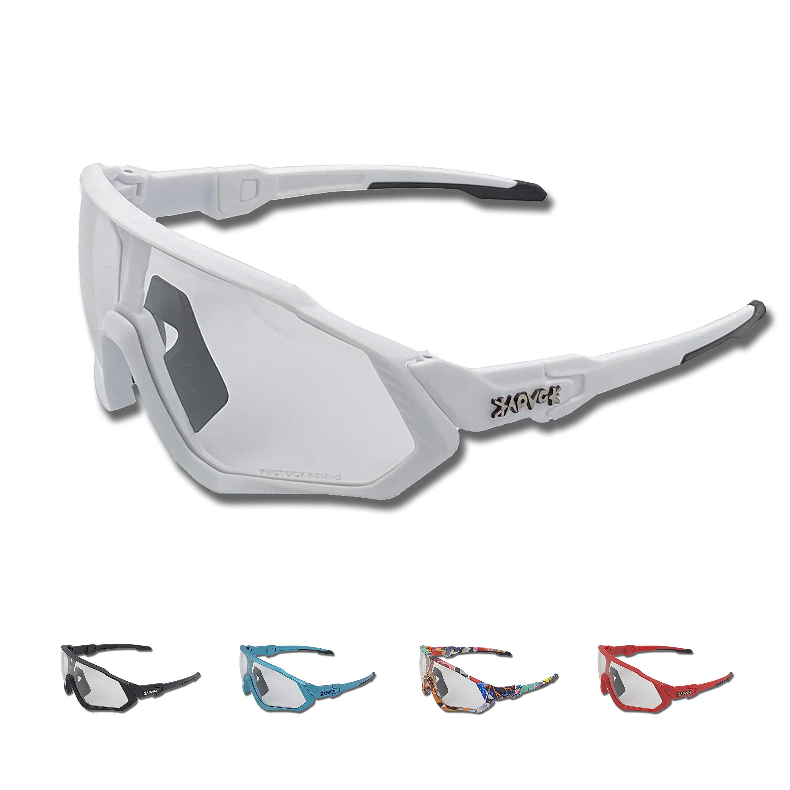 TAILWIND Photochromic Cycling Sunglasses – Protect Your Eyes in Style and Enjoy Your Rides in the Sun. UV Glasses for Cycle Sport Outdoor (White)