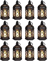 Reperla 12-Pack Mini Black LED Tea Light Lanterns - Flameless Flickering for Wedding Centerpieces, Halloween, Ramadan, Christmas Decor - Batteries Included