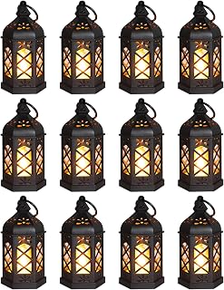 Reperla 12-Pack Mini Black LED Tea Light Lanterns - Flameless Flickering for Wedding Centerpieces, Halloween, Ramadan, Christmas Decor - Batteries Included
