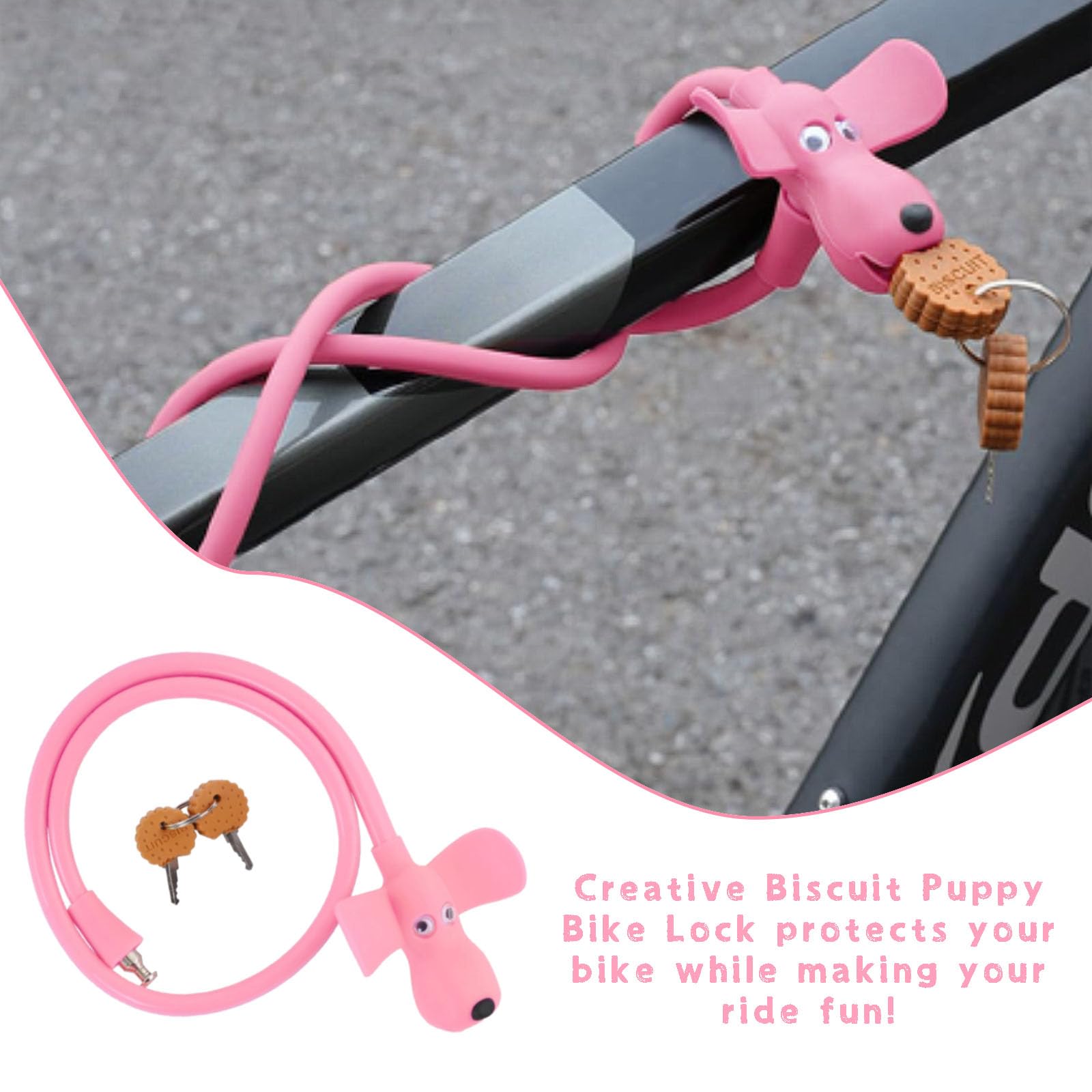 Antivol Velo, Cadenas Vélo Enfant, Cadenas Antivol Clé Pour Vélo, Antivol Créatif Avec 2 Clés, 70 Cm De Long, Cadenas Velo Antivol Rose, Pour Vélo, Porte, Skateboard, Casque Et Plus Encore, Marron