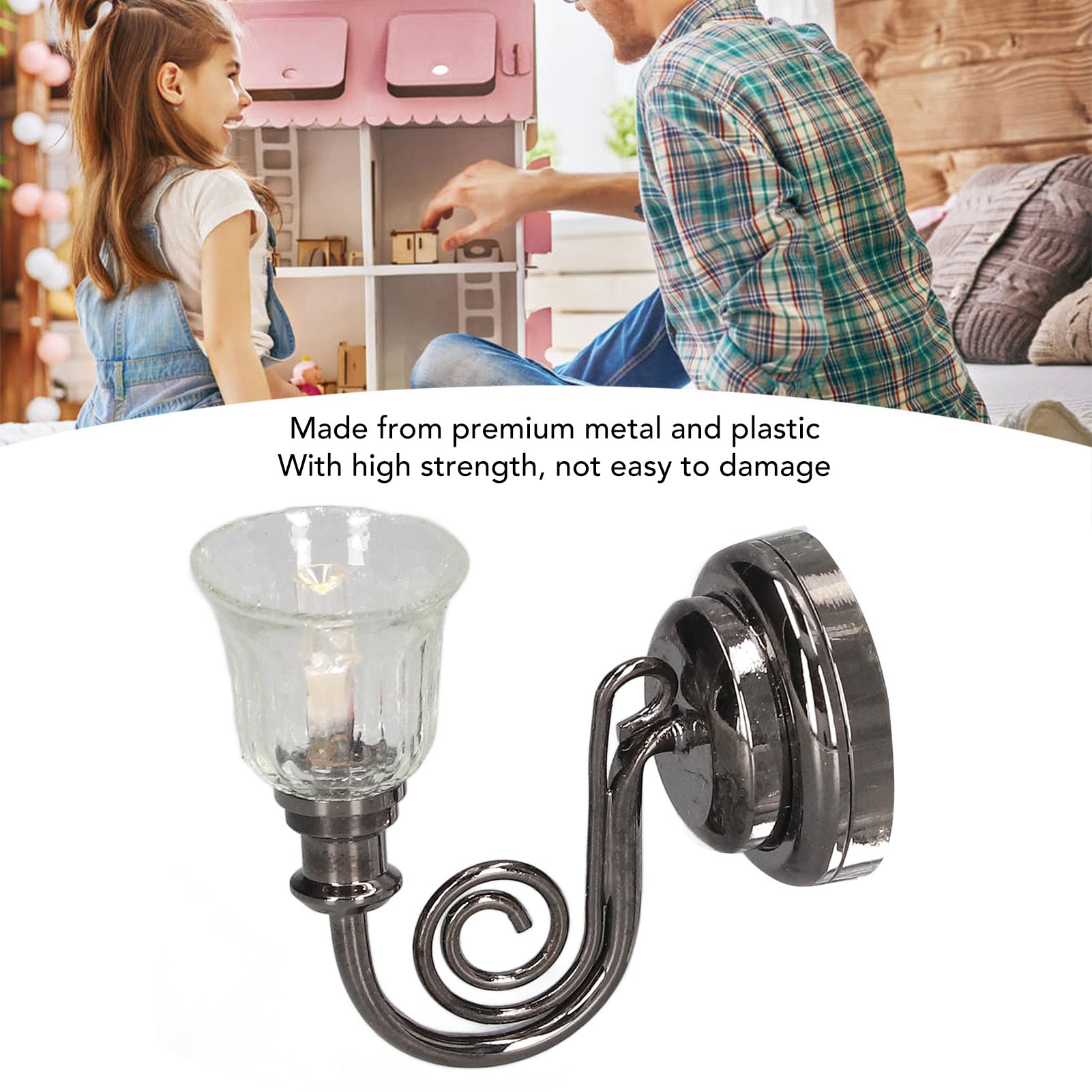 Miniature Black Candle Wall Light For Dollhouse – 1:12 Scale Electric Lighting, Working 12V Bulb, For Miniature Rooms - View #9