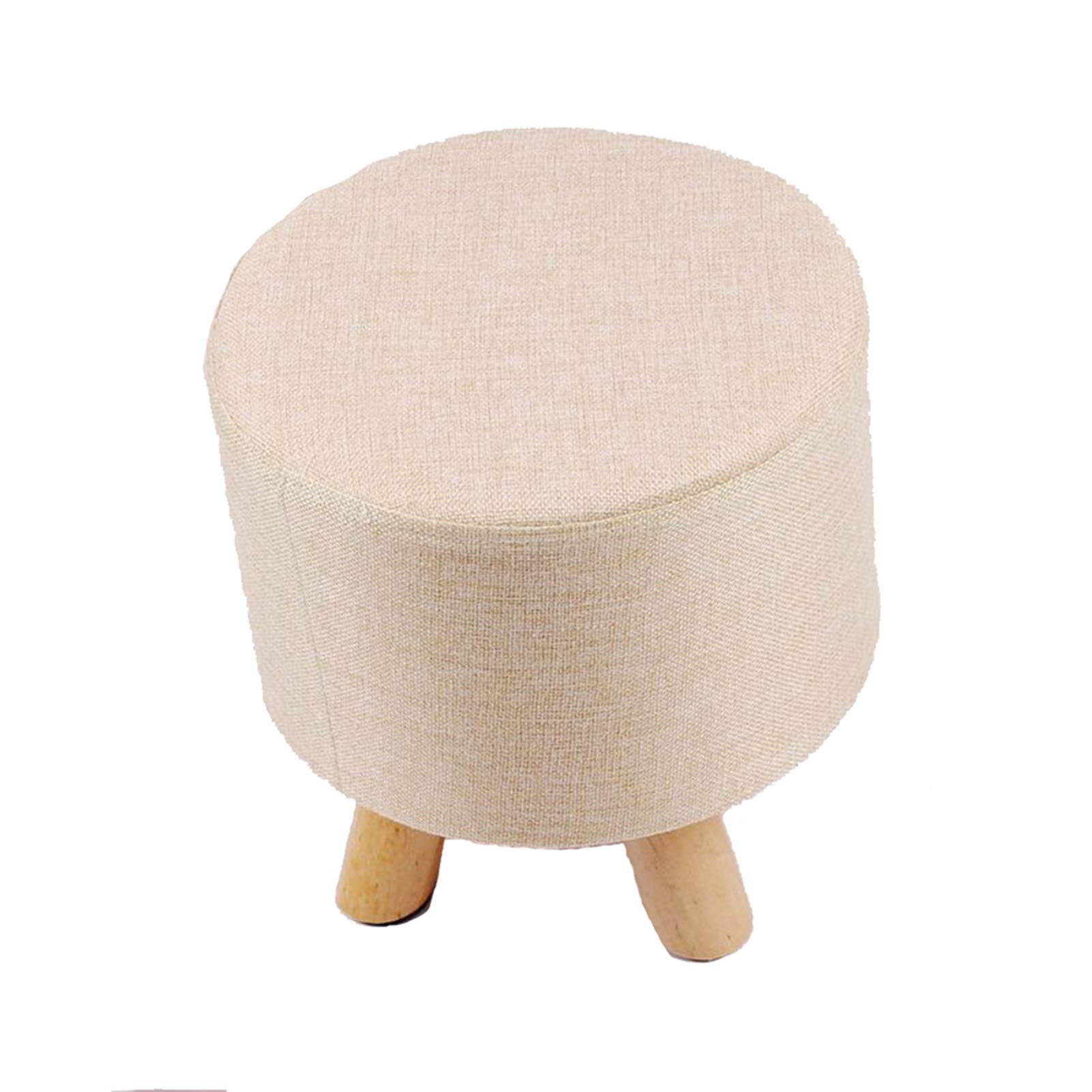 Tabouret bas ottoman déhoussable, repose-pieds salon et pouf en bois massif pour chambre