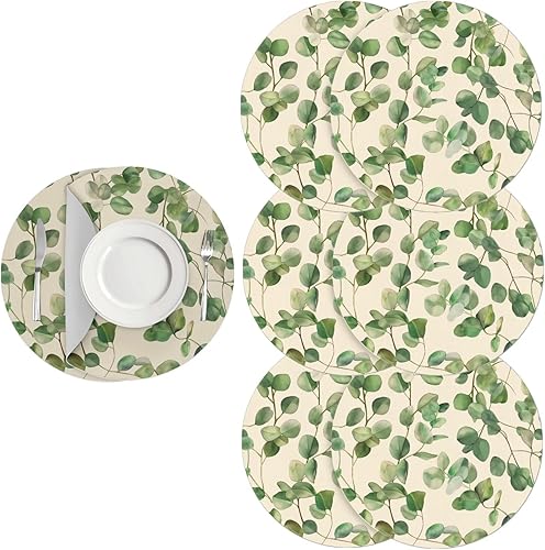 Miniatura 59 de Juego de 6 manteles individuales redondos resistentes al calor de mármol dorado de 15 pulgadas para decoración de mesa de comedor resistente al